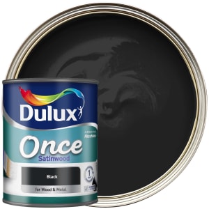 Dulux Once Satinwood Paint - Black - 750ml