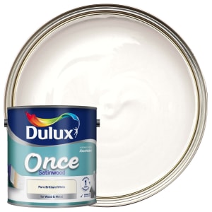 Dulux Once Satinwood Paint - Pure Brilliant White - 2.5L