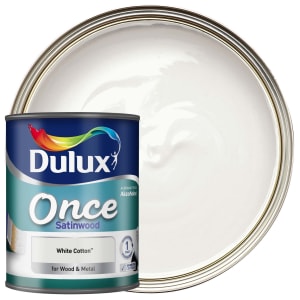 Dulux Once Satinwood Paint - White Cotton - 750ml