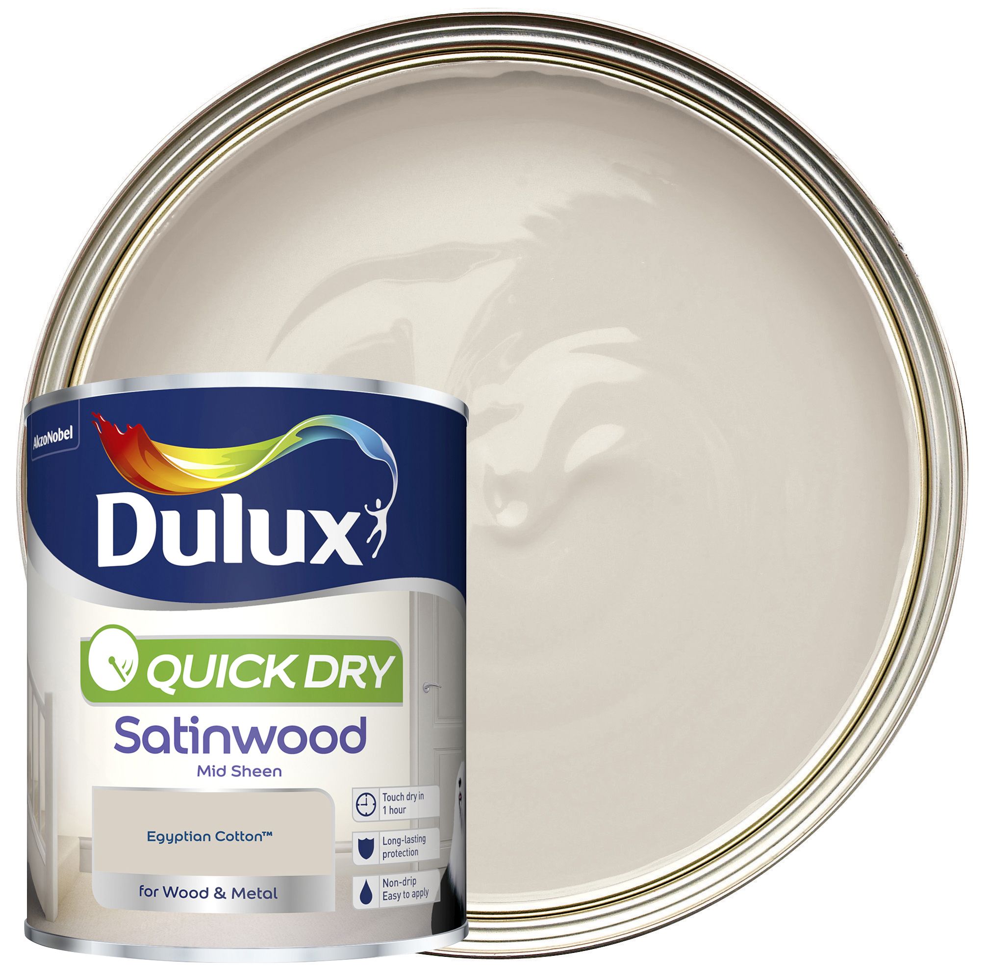 Dulux Quick Dry Satinwood Paint - Egyptian Cotton - 750ml