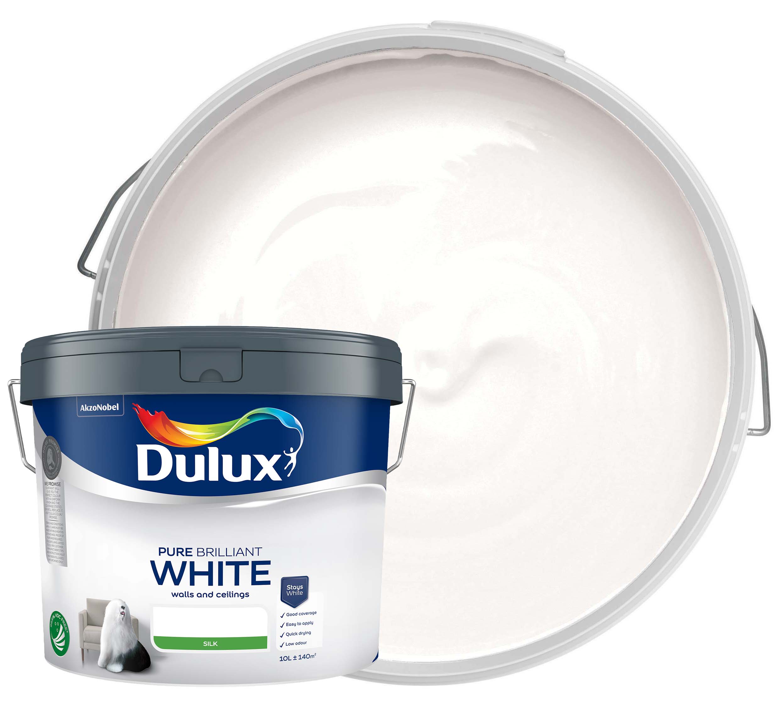 Dulux Silk Emulsion Paint - Pure Brilliant White - 10L