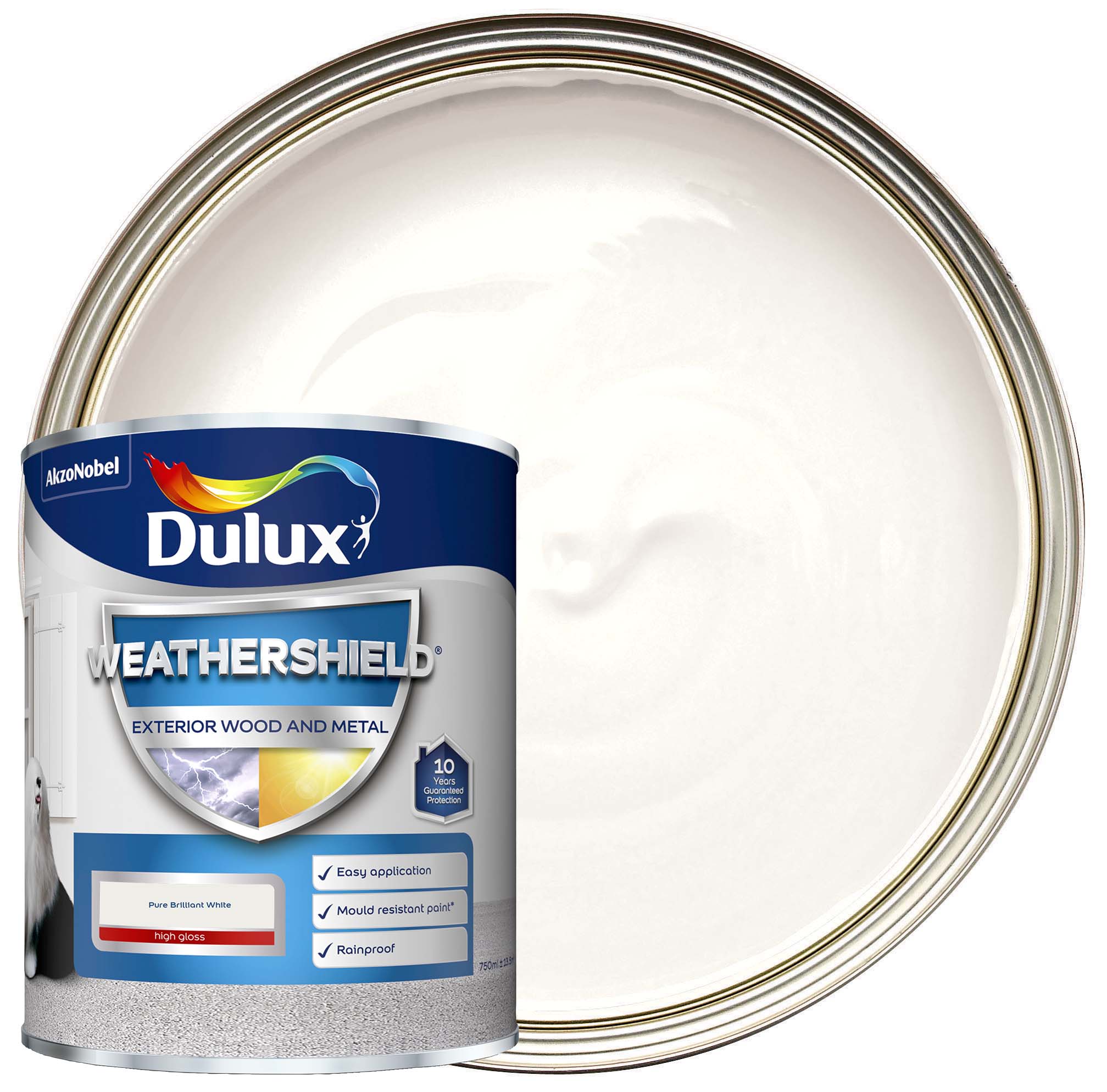 Dulux Weathershield Gloss Paint - Pure Brilliant White - 750ml