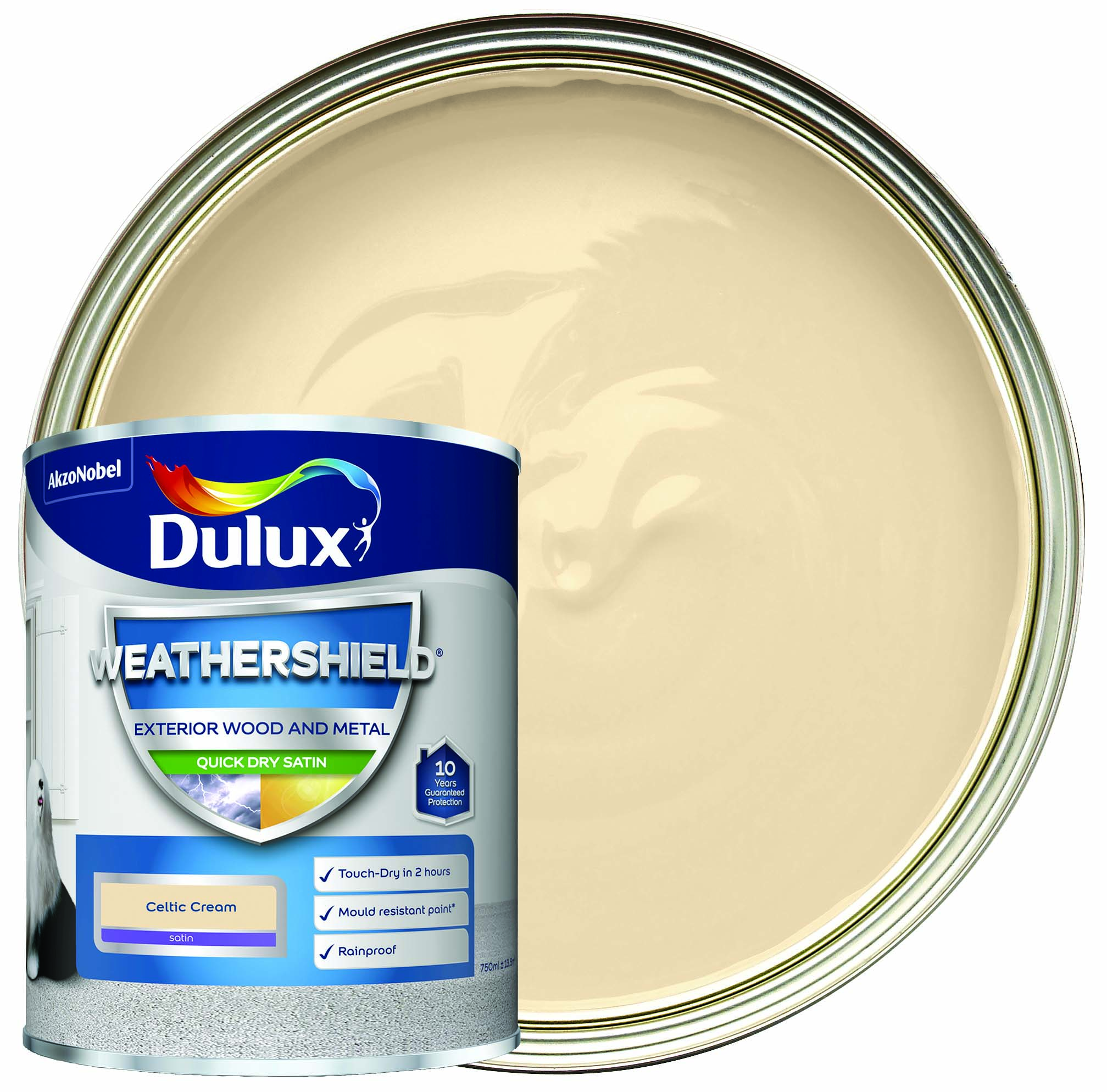 Image of Dulux Weathershield Quick Dry Satin - Celtic Cream - 750ml