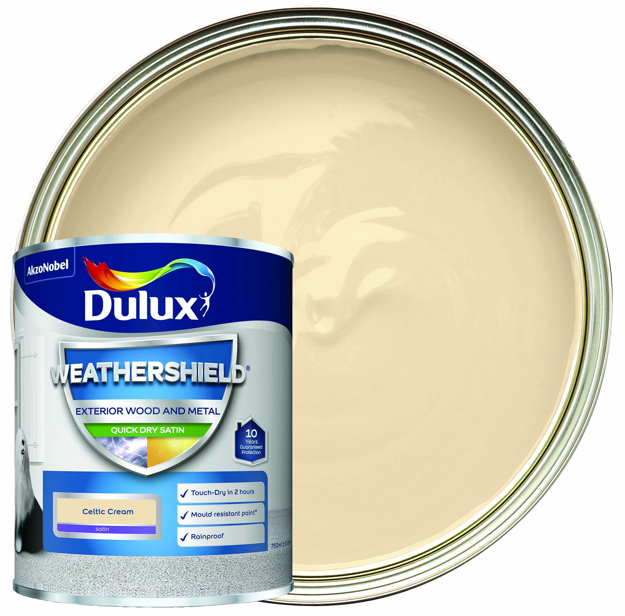 Dulux Weathershield Quick Dry Satin Paint - Celtic Cream - 750ml