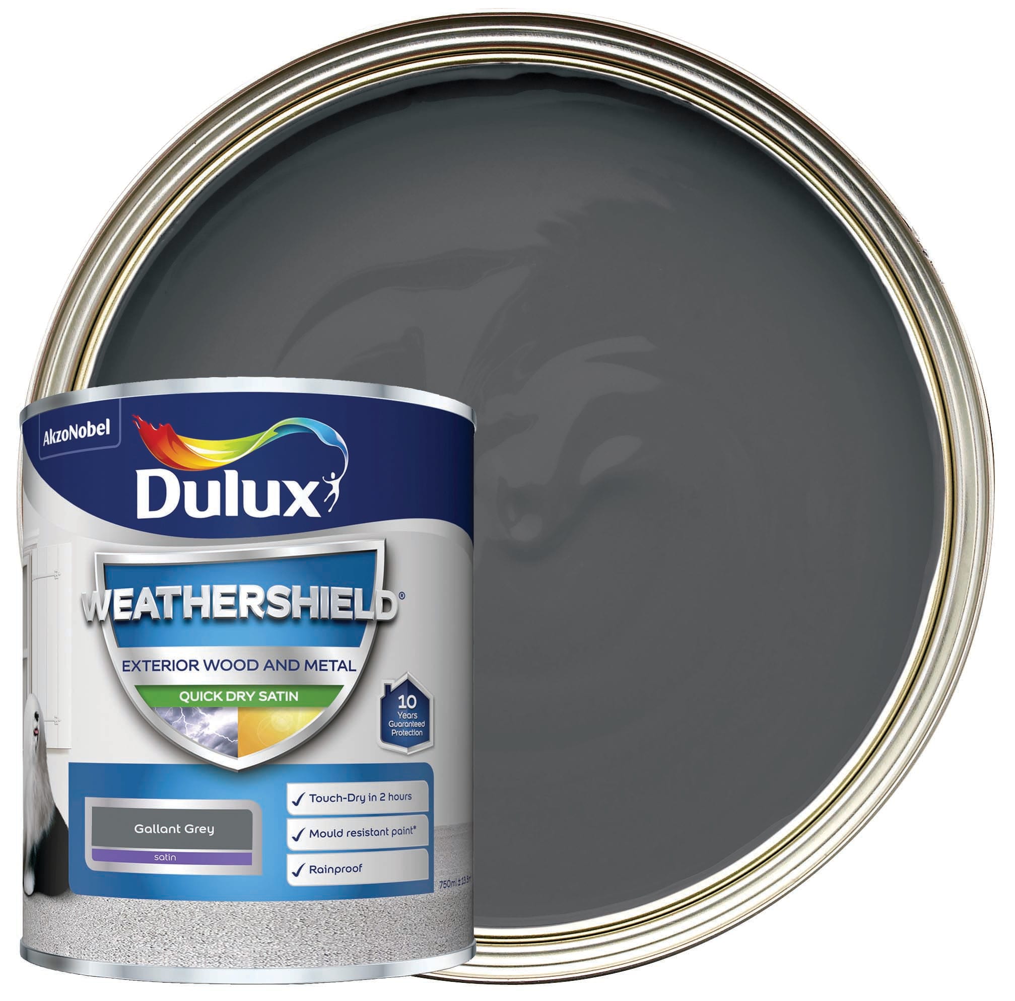 Dulux Weathershield Quick Dry Satin Paint Gallant Grey 750ml
