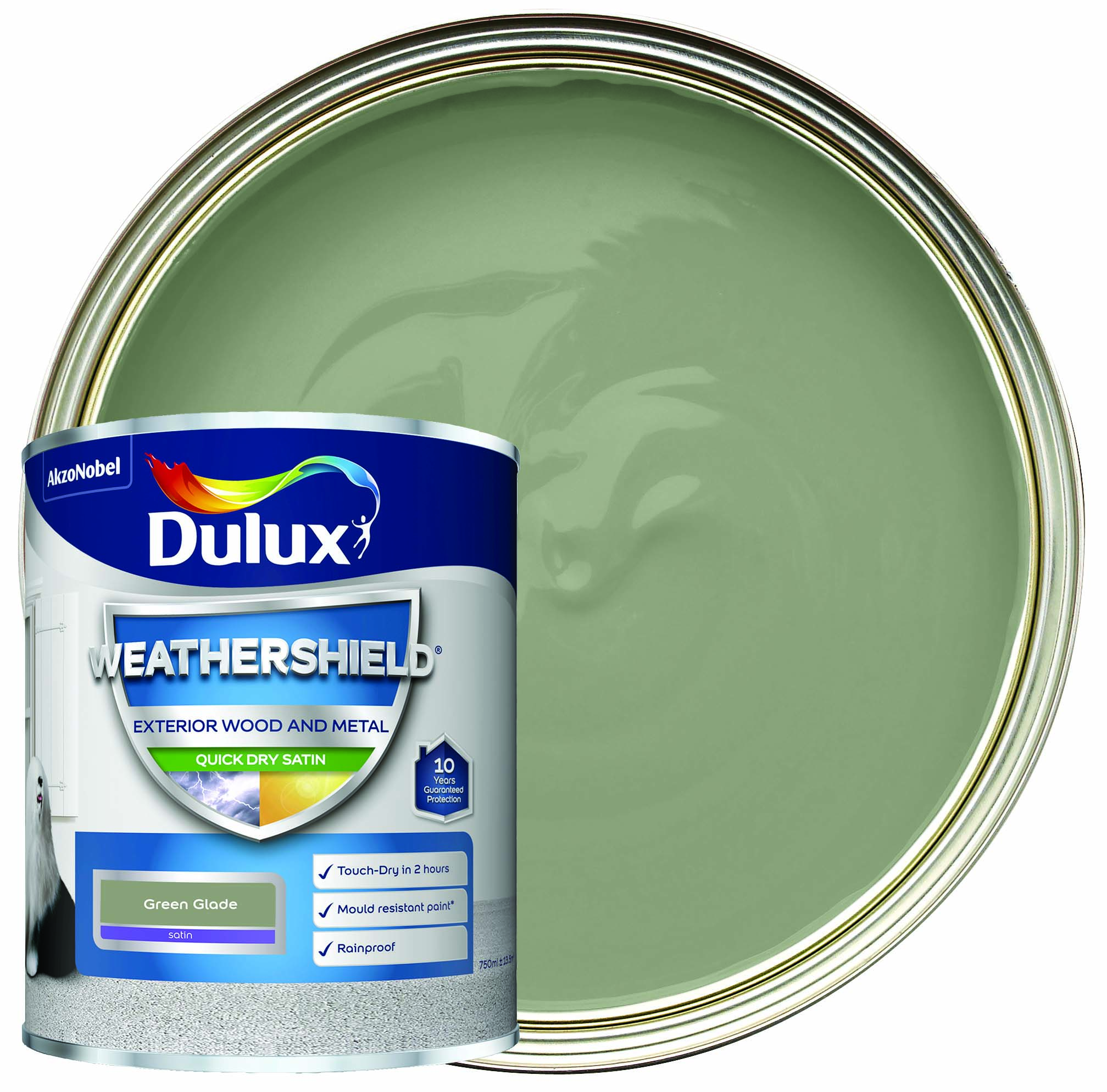 Dulux Weathershield Quick Dry Satin Paint - Green Glade - 750ml