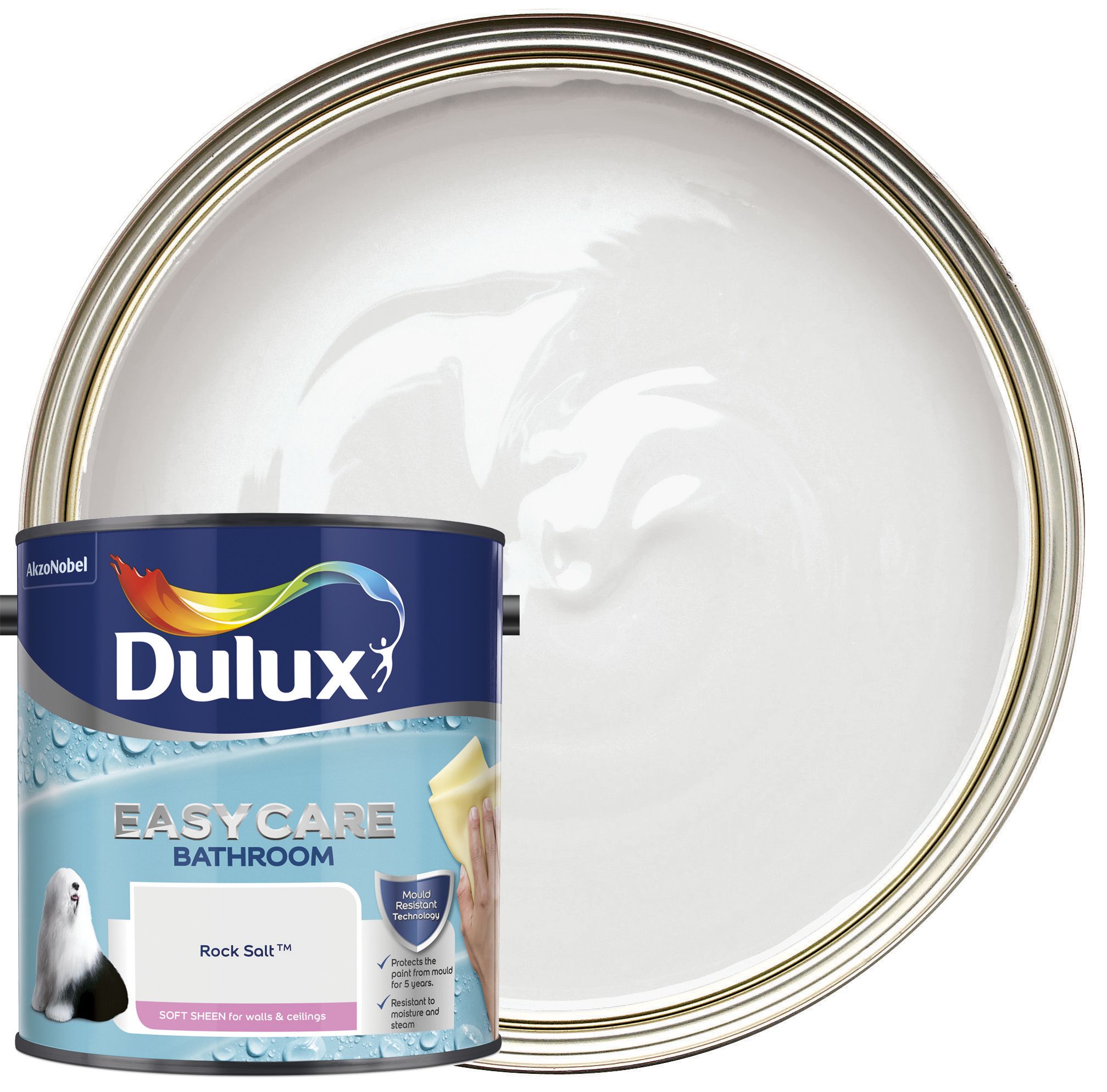 Image of Dulux Easycare Bathroom Soft Sheen Emulsion Paint - Rock Salt - 2.5L