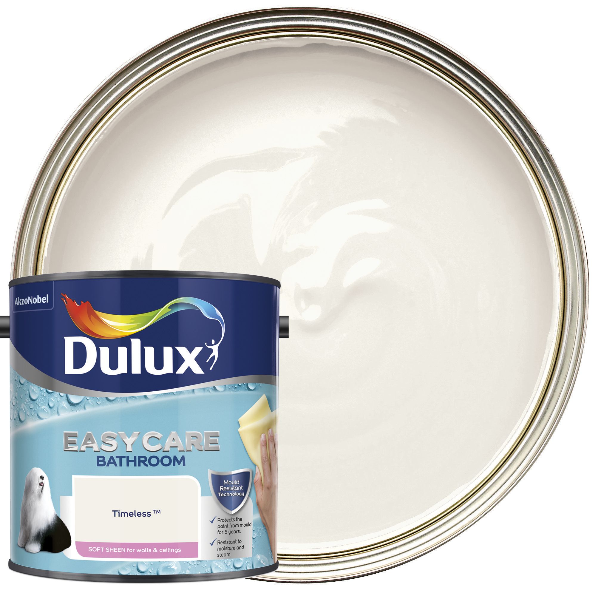 Image of Dulux Easycare Bathroom Soft Sheen Emulsion Paint - Timeless - 2.5L