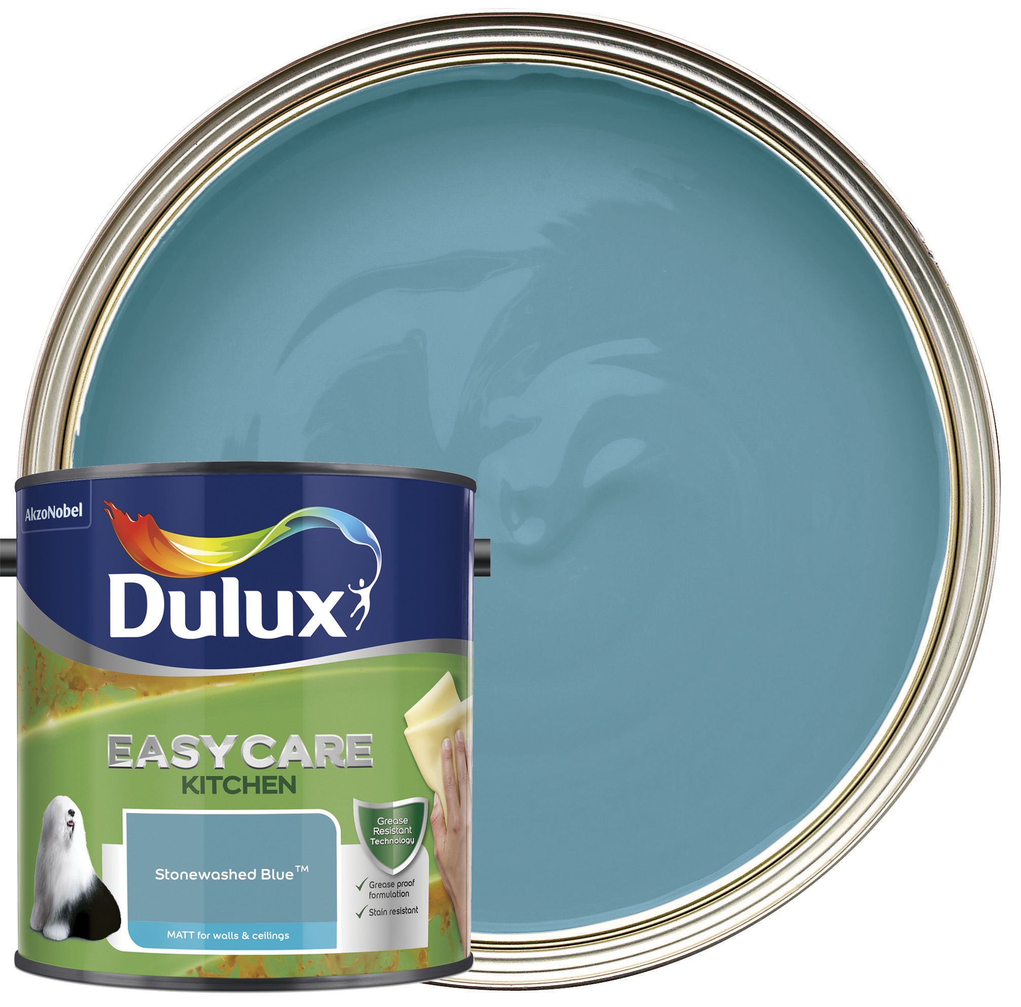 Dulux Easycare Kitchen Matt Emulsion Paint - Stonewashed Blue - 2.5L