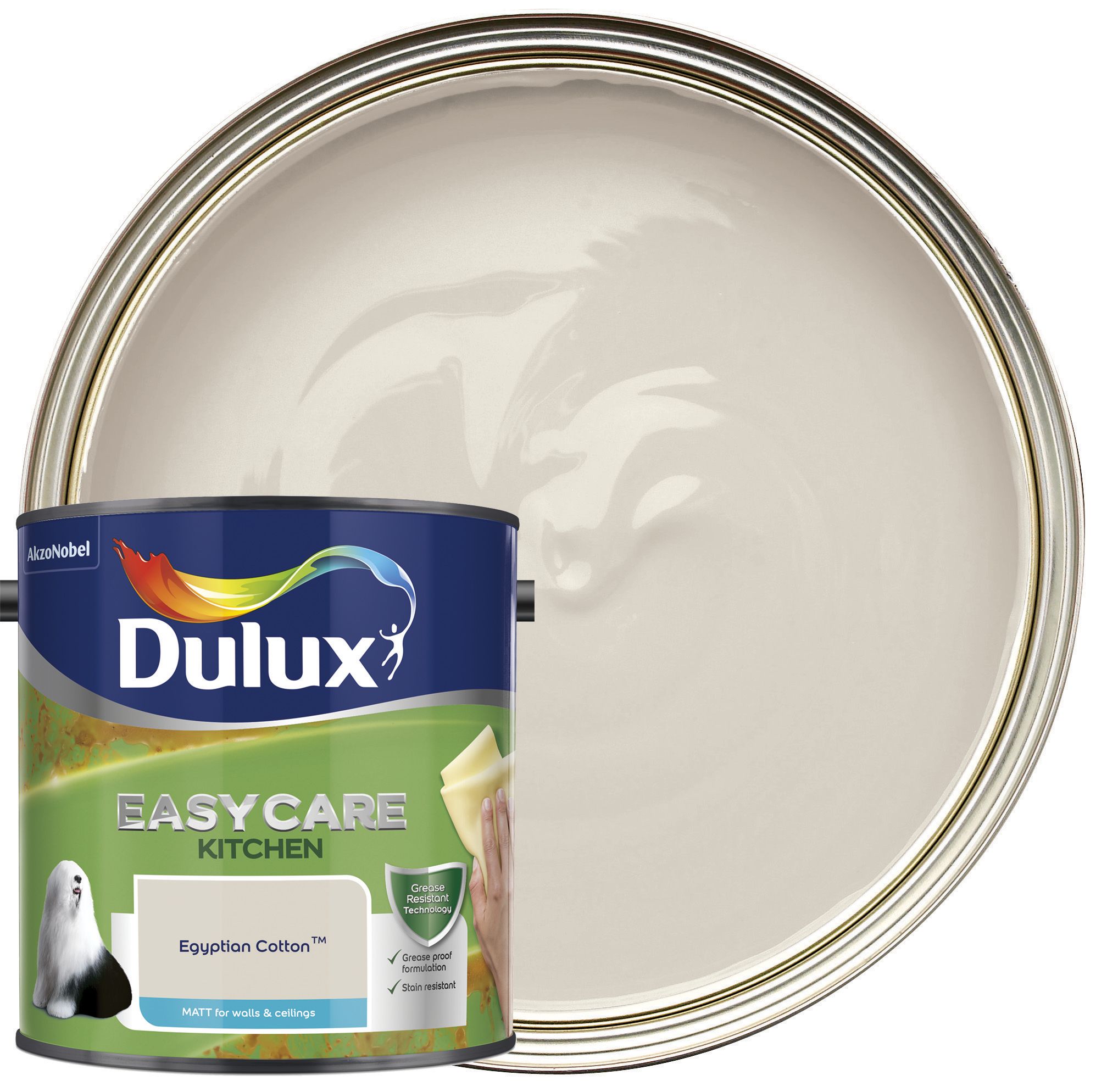 Image of Dulux Easycare Kitchen Matt Emulsion Paint Egyptian Cotton - 2.5L