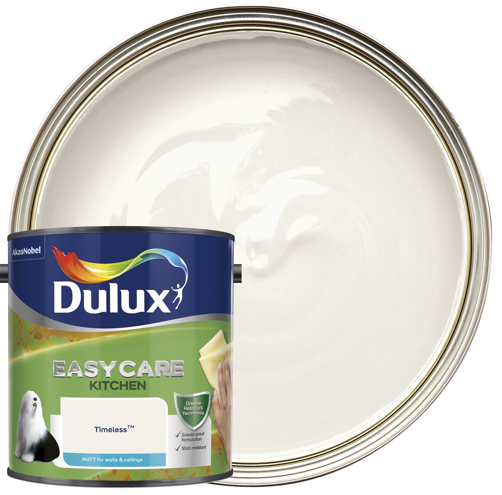 Dulux Easycare Kitchen Matt Emulsion Paint Timeless 2.5L Wickes.co.uk