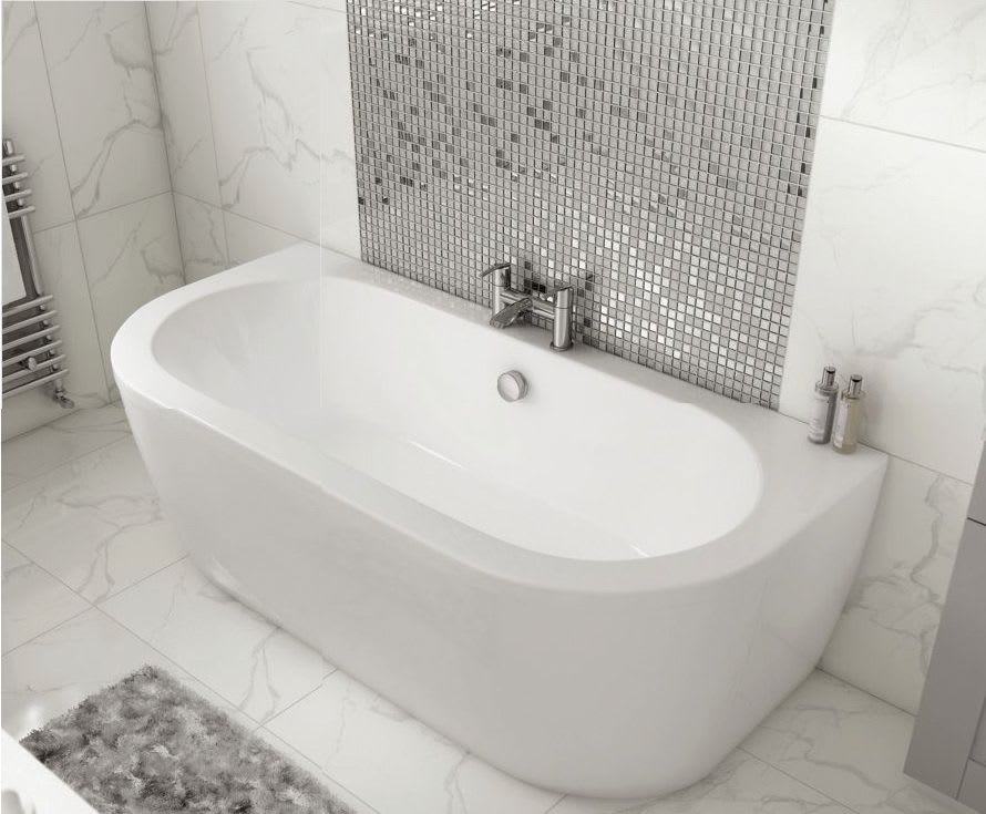 Wickes Blend D-Shaped Bath with Panel - 1700mm