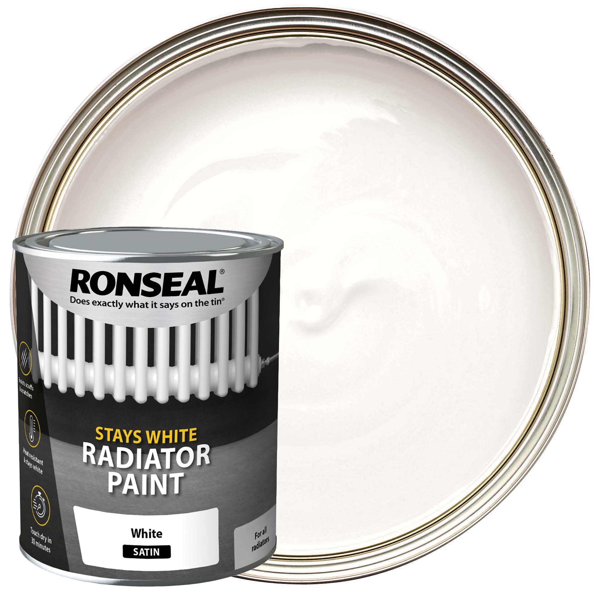 Ronseal Stays White Radiator Satin Paint - 750ml