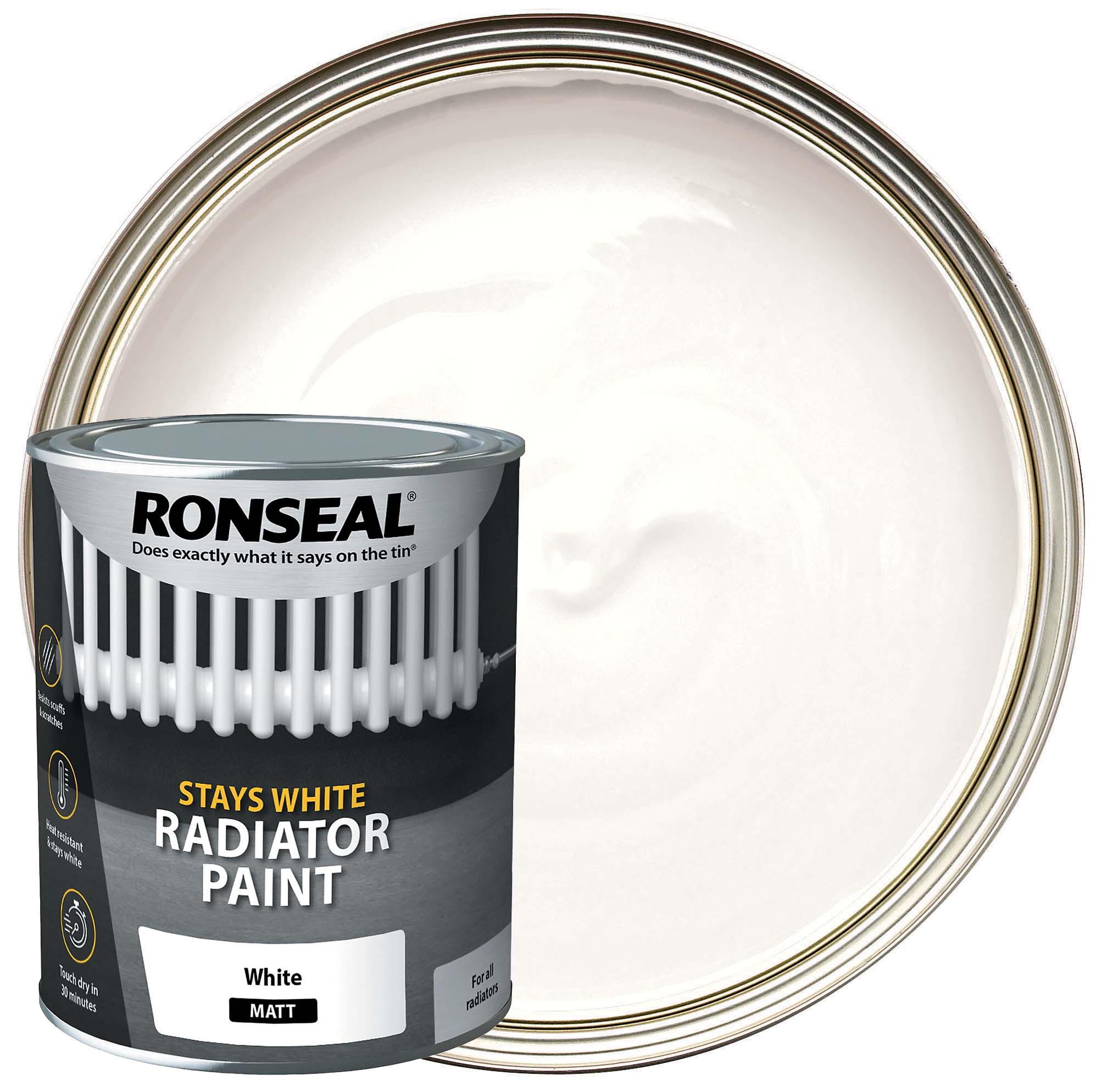 Ronseal Stays White Radiator Matt Paint - 750ml