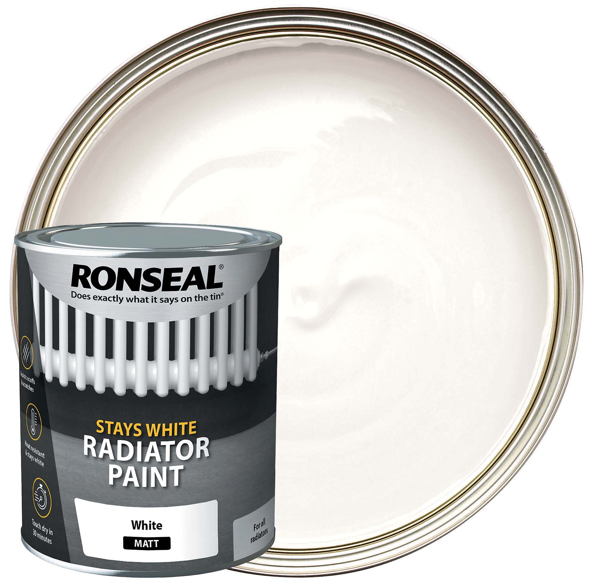 Ronseal Stays White Radiator Paint White Matt 750ml Wickes.co.uk