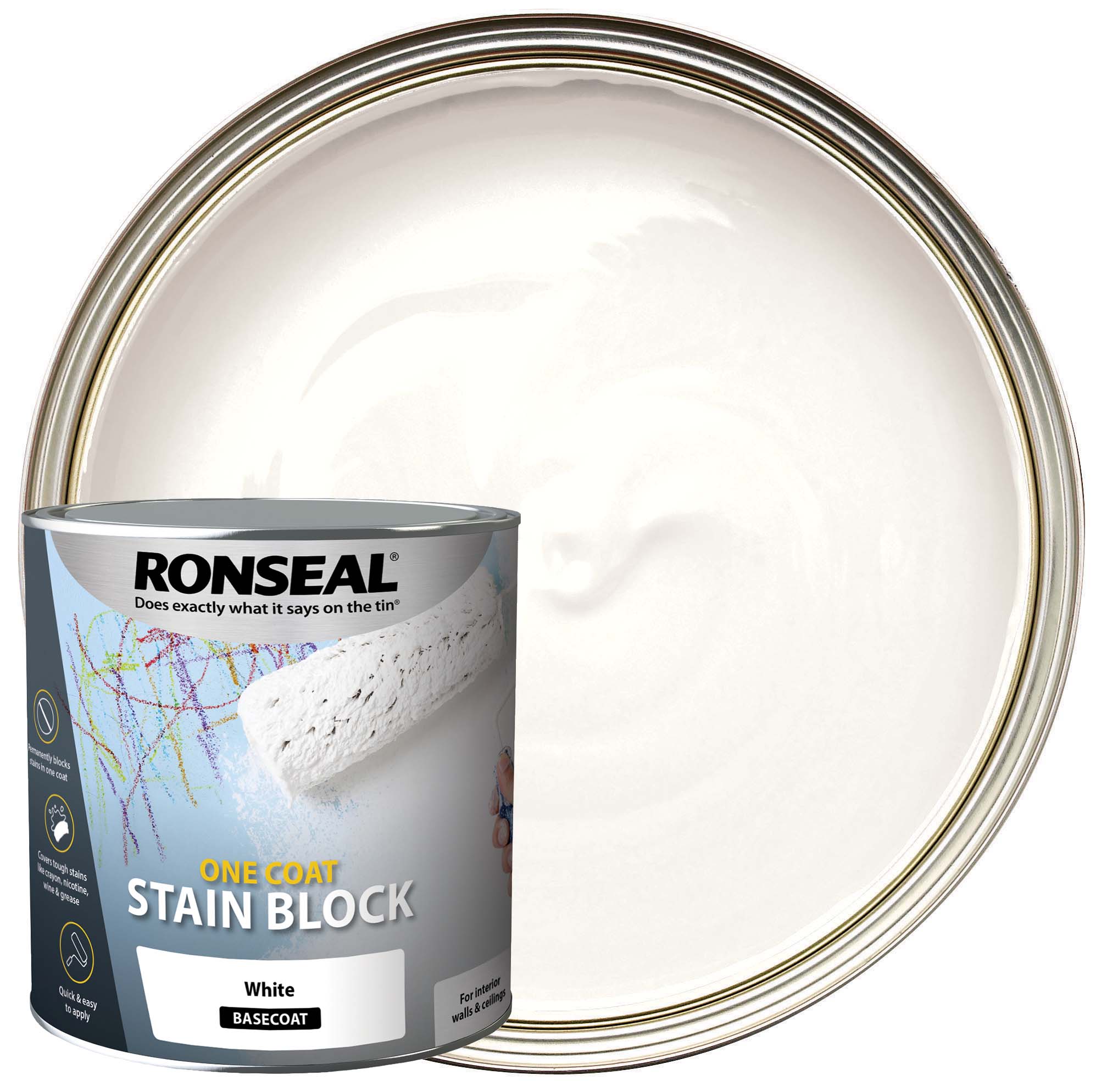 Image of Ronseal One Coat Stain Block White 2.5L