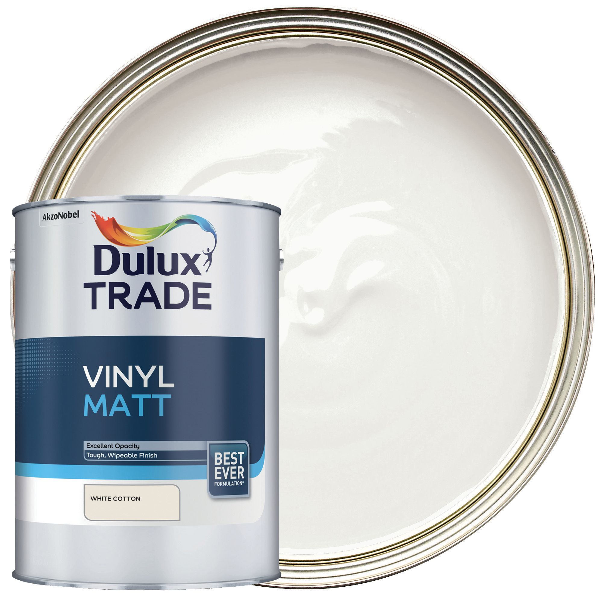 Dulux Trade Vinyl Matt Emulsion Paint - White Cotton - 5L