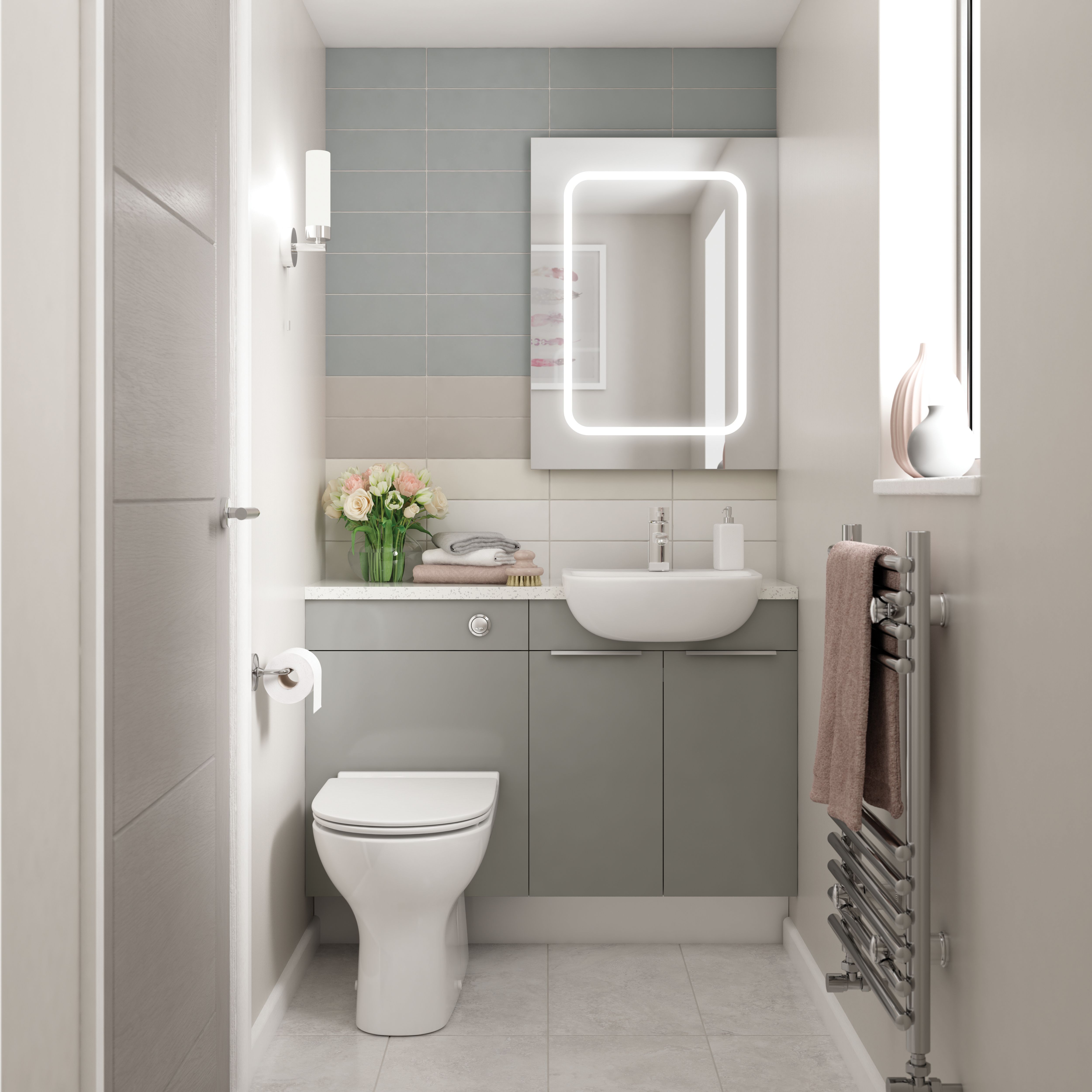 Image of Wickes Vienna Grey Compact WC Unit - 600 x 735mm