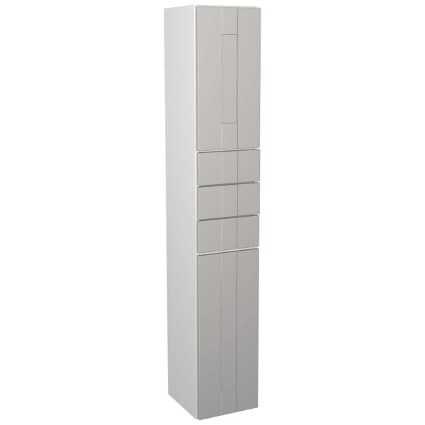 Vermont Grey On White Multi-drawer Floorstanding Tall Tower Unit - 300 x 1762mm
