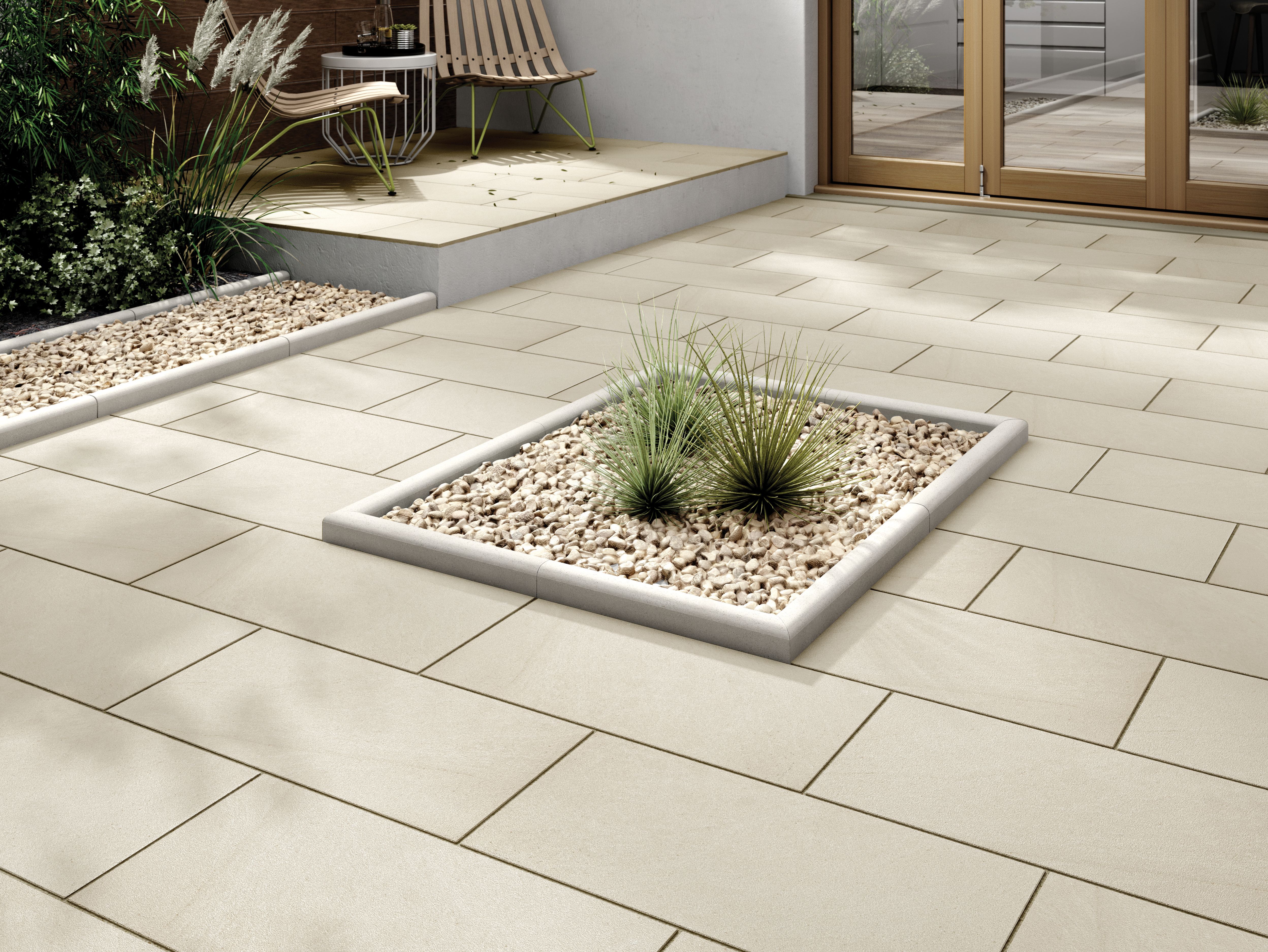 Marshalls Sawn Sandstone Smooth Buff Multi Paving Slab - 600 x 300 x 22mm