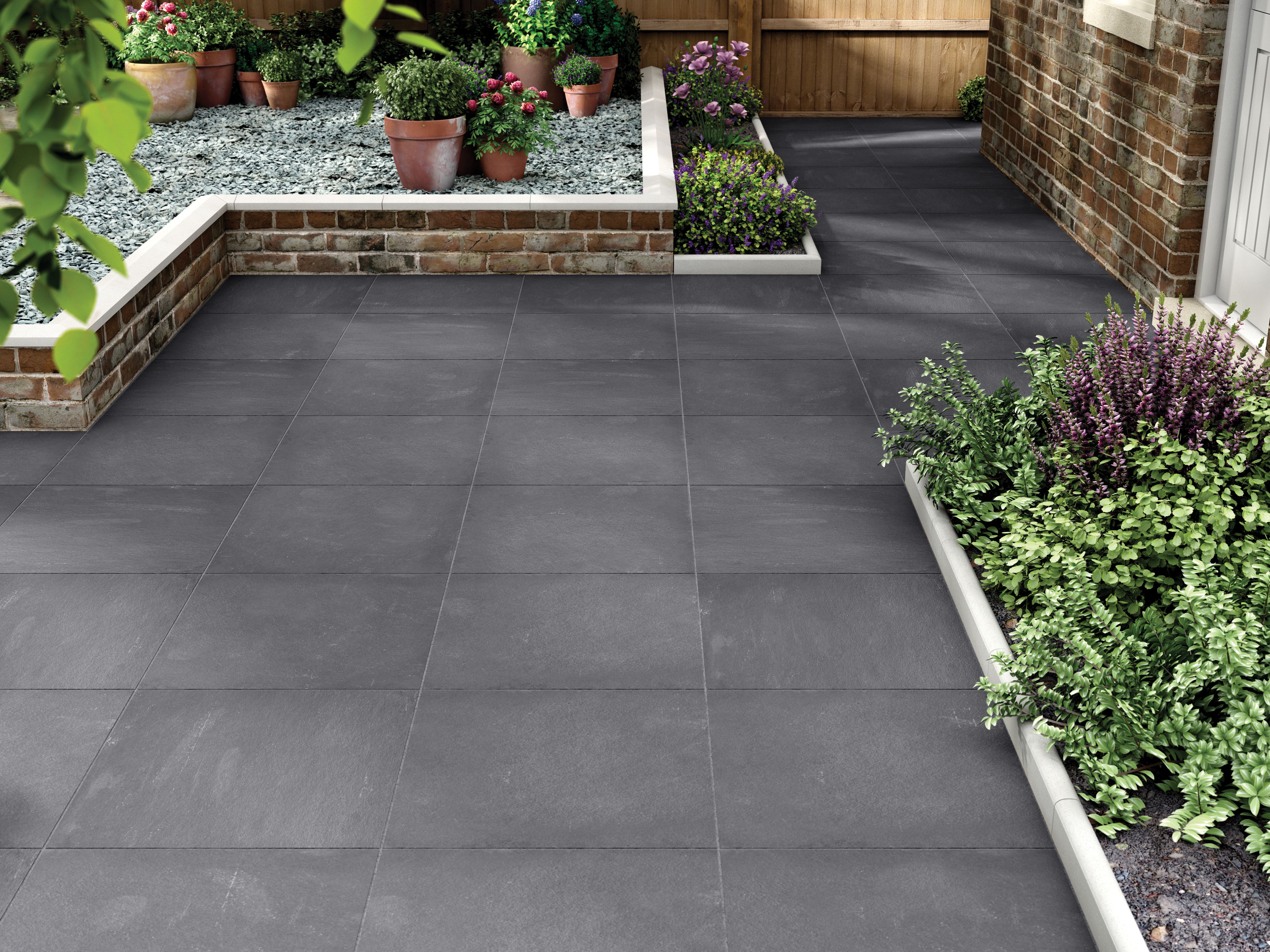 Marshalls Limestone Textured Black Multi Paving Slab - 600 x 600 x 22mm