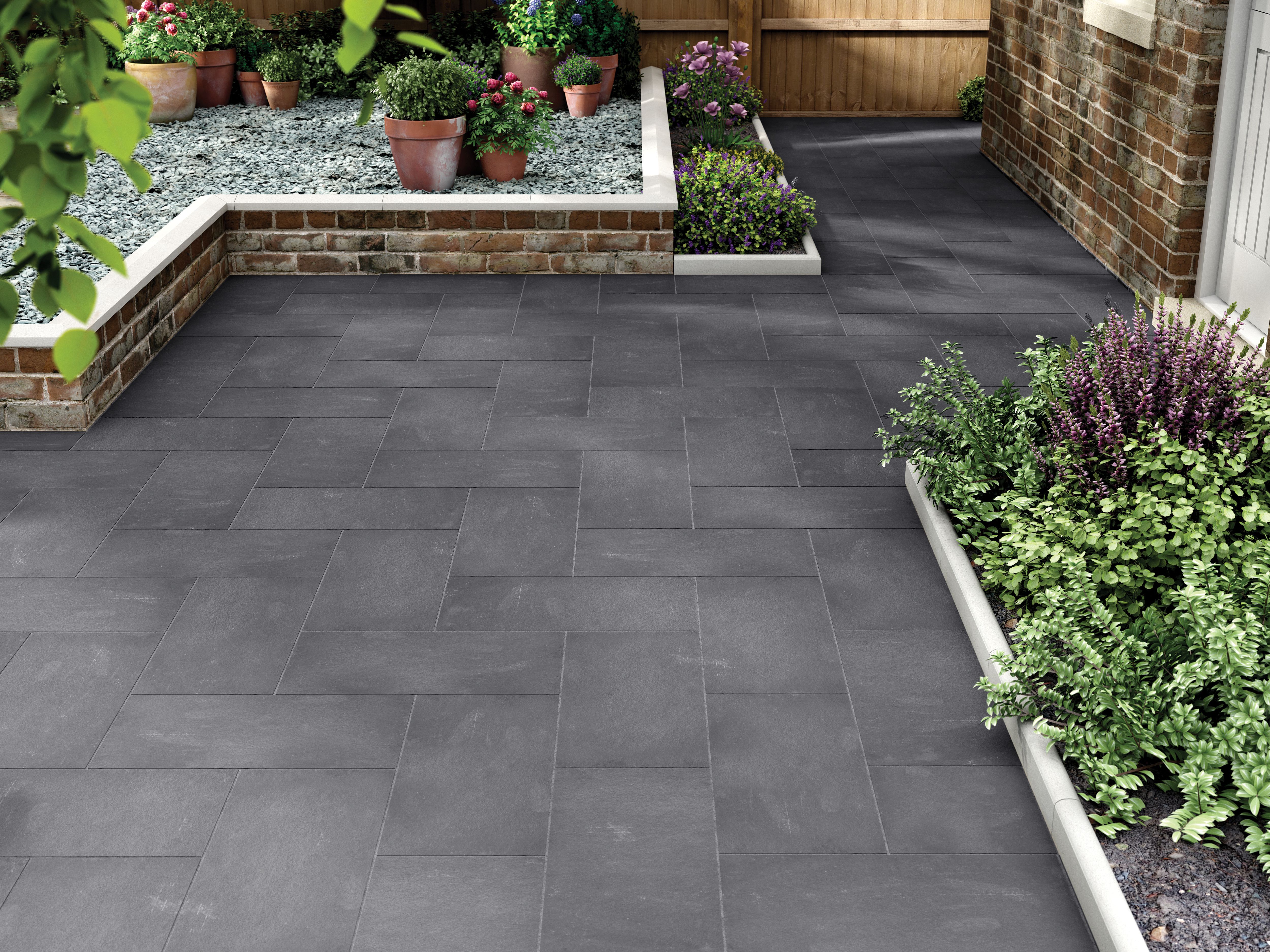 Marshalls Limestone Textured Black Multi Paving Slab - 600 x 300 x 22mm