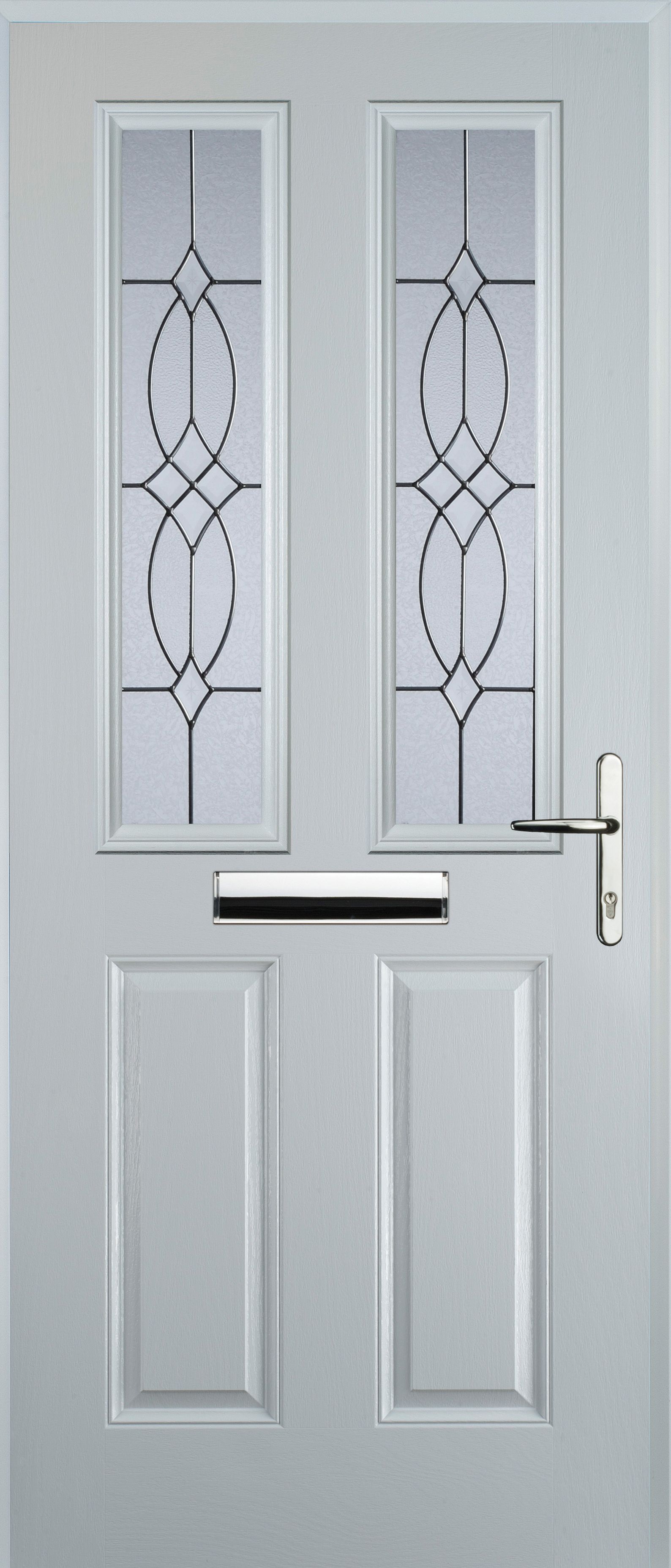 Image of Euramax 2 Panel 2 Square Left Hand White Composite Door - 880 x 2100mm