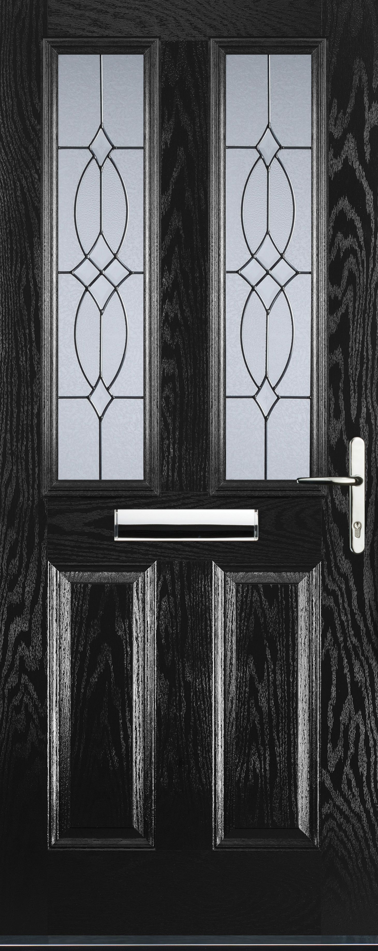 Image of Euramax 2 Panel 2 Square Left Hand Black Composite Door - 920 x 2100mm