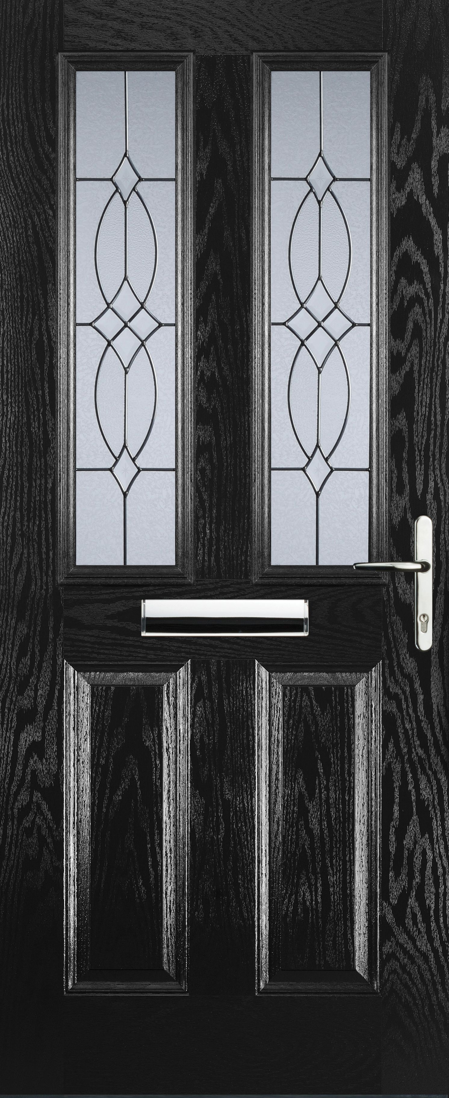 Image of Euramax 2 Panel 2 Square Left Hand Black Composite Door - 880 x 2100mm