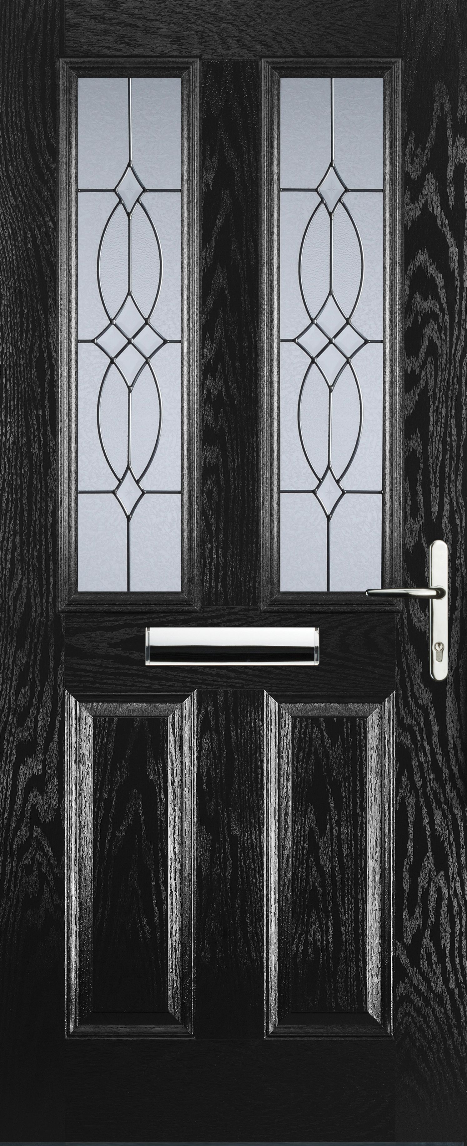 Image of Euramax 2 Panel 2 Square Left Hand Black Composite Door - 840 x 2100mm