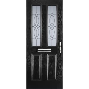 Image of Euramax 2 Panel 2 Square Left Hand Black Composite Door - 840 x 2100mm