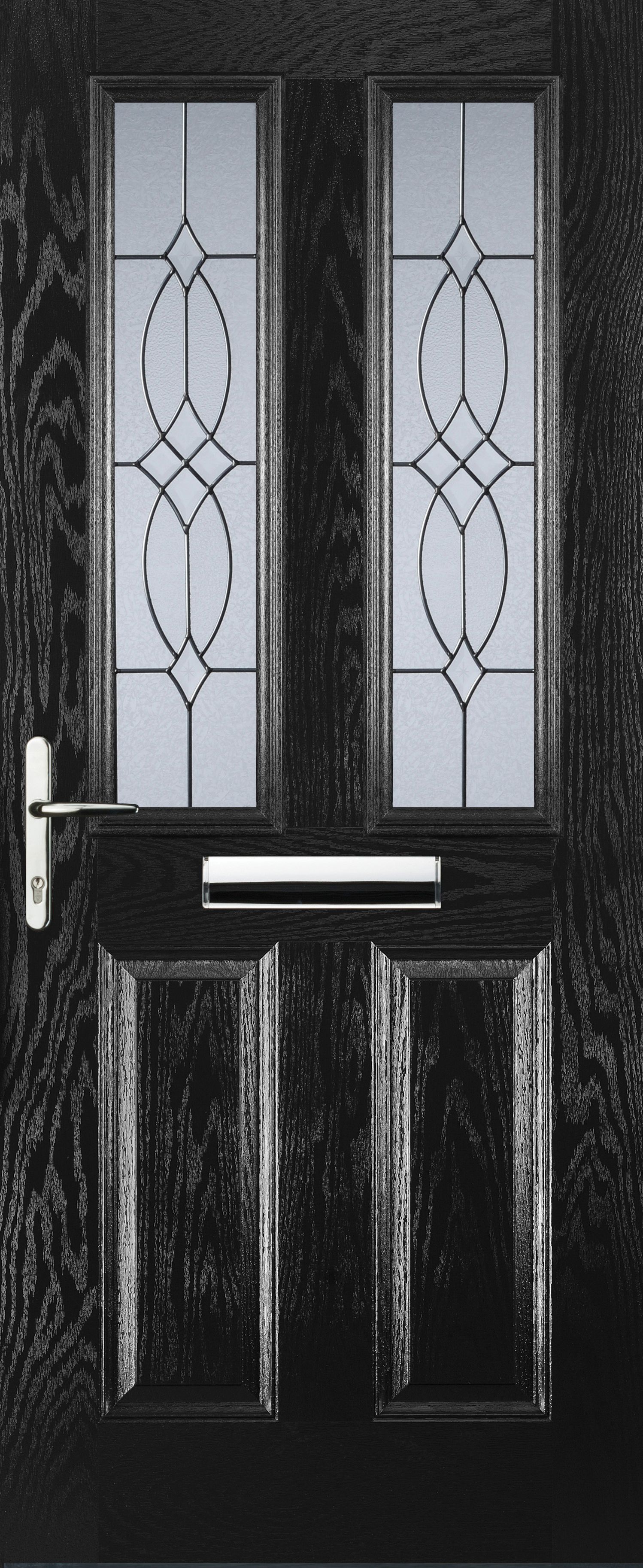 Image of Euramax 2 Panel 2 Square Right Hand Black Composite Door - 920 x 2100mm