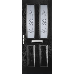 Image of Euramax 2 Panel 2 Square Right Hand Black Composite Door - 920 x 2100mm