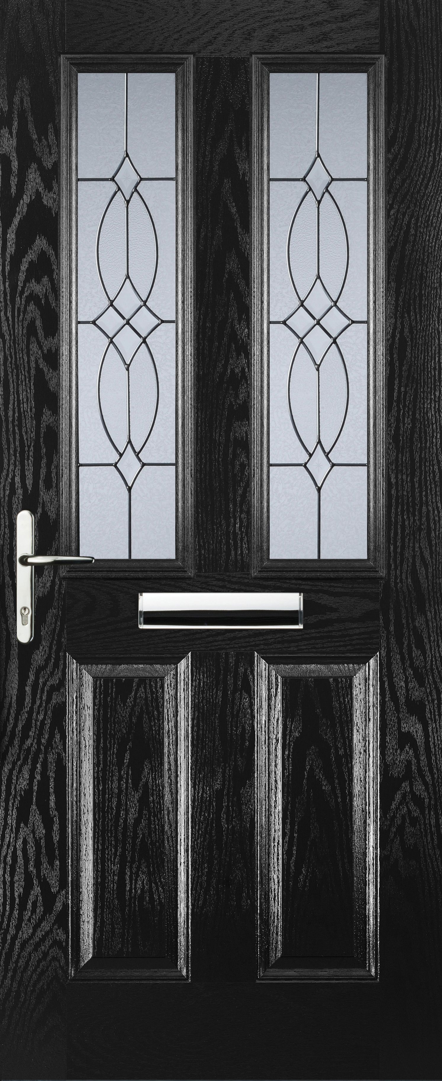 Image of Euramax 2 Panel 2 Square Right Hand Black Composite Door - 880 x 2100mm