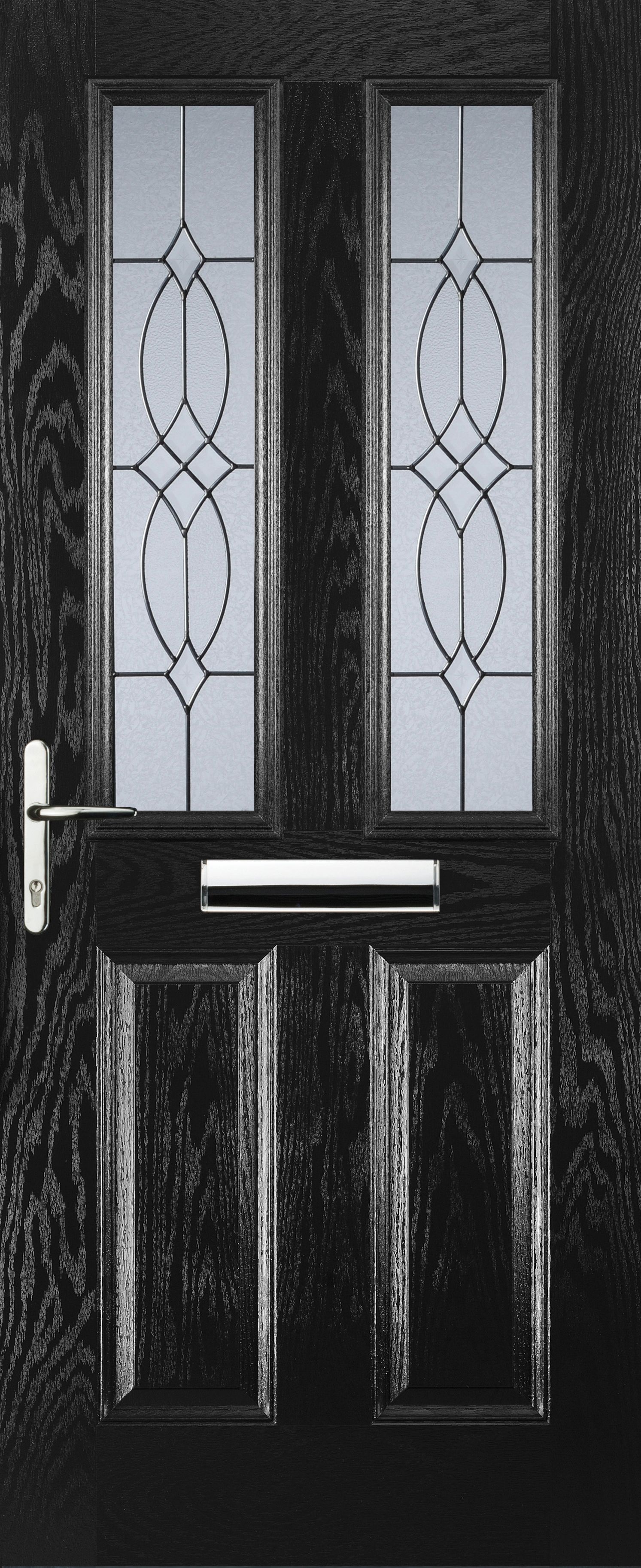 Euramax 2 Panel 2 Square Right Hand Black Composite Door - 880 x 2100mm