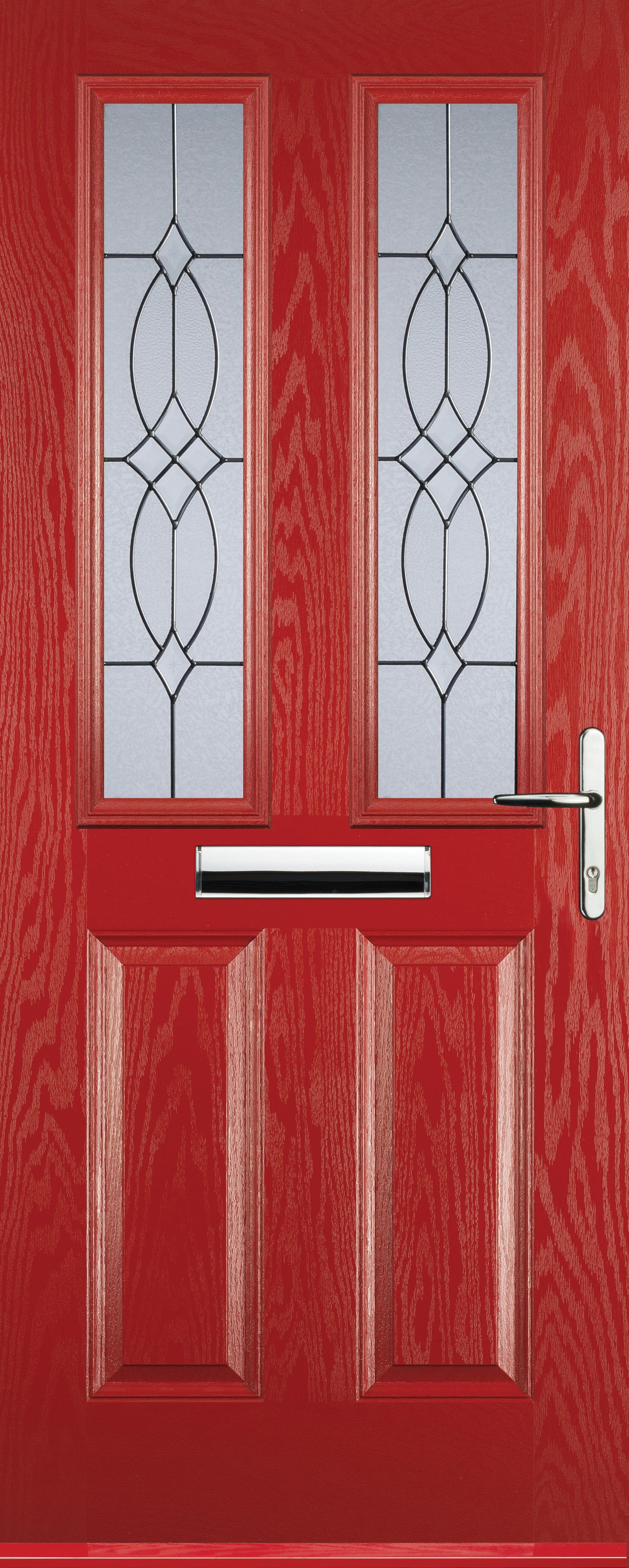 Image of Euramax 2 Panel 2 Square Left Hand Red Composite Door - 920 x 2100mm