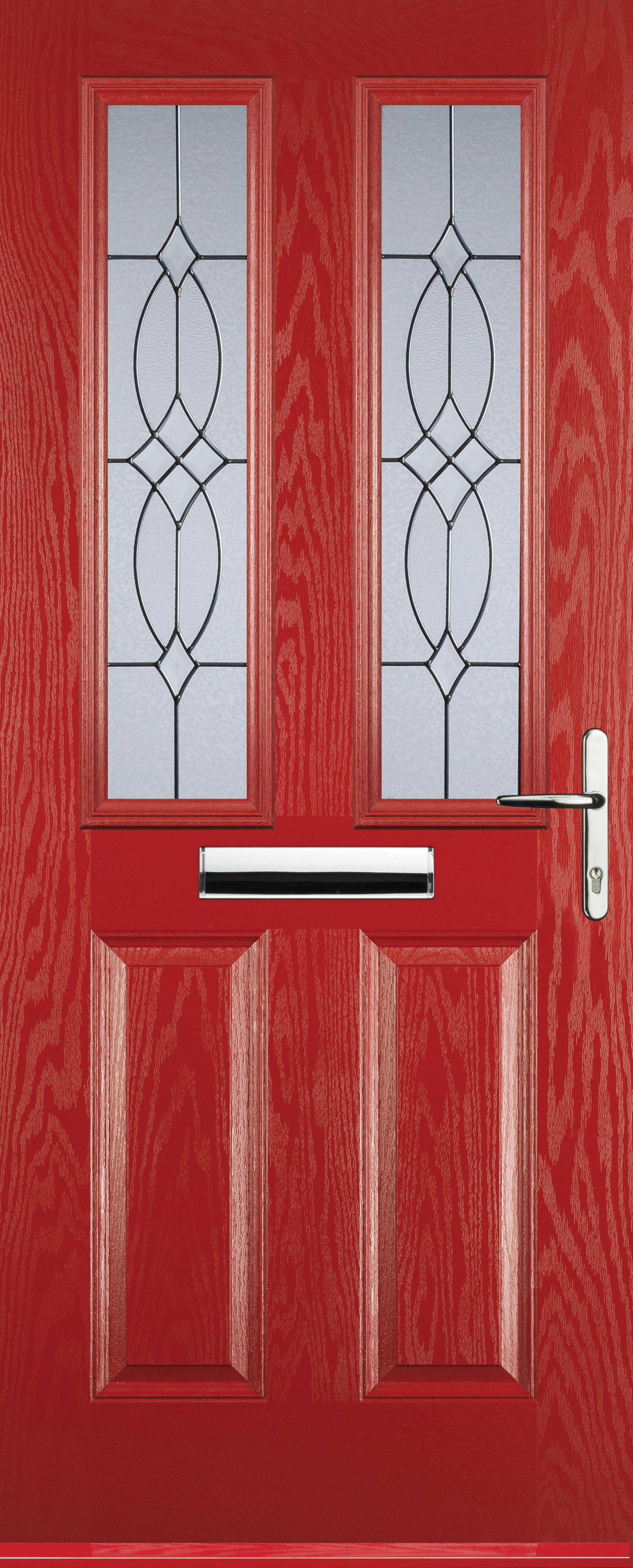 Image of Euramax 2 Panel 2 Square Left Hand Red Composite Door - 880 x 2100mm