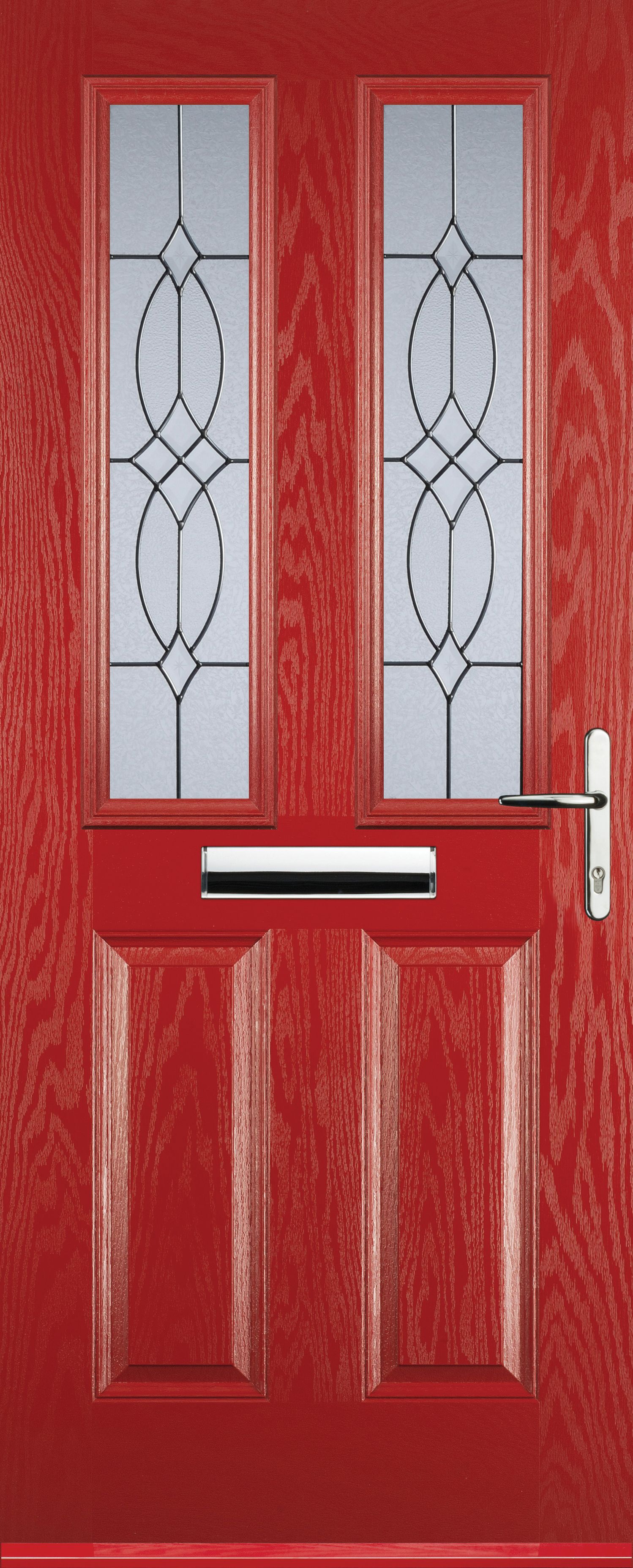 Image of Euramax 2 Panel 2 Square Left Hand Red Composite Door - 840 x 2100mm