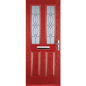 Image of Euramax 2 Panel 2 Square Left Hand Red Composite Door - 840 x 2100mm