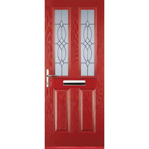 Image of Euramax 2 Panel 2 Square Right Hand Red Composite Door - 920 x 2100mm