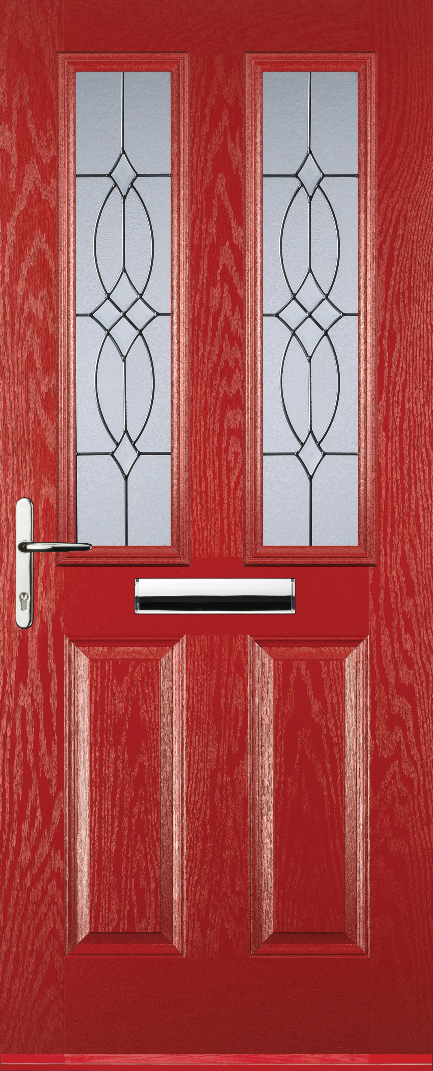 Image of Euramax 2 Panel 2 Square Right Hand Red Composite Door - 880 x 2100mm