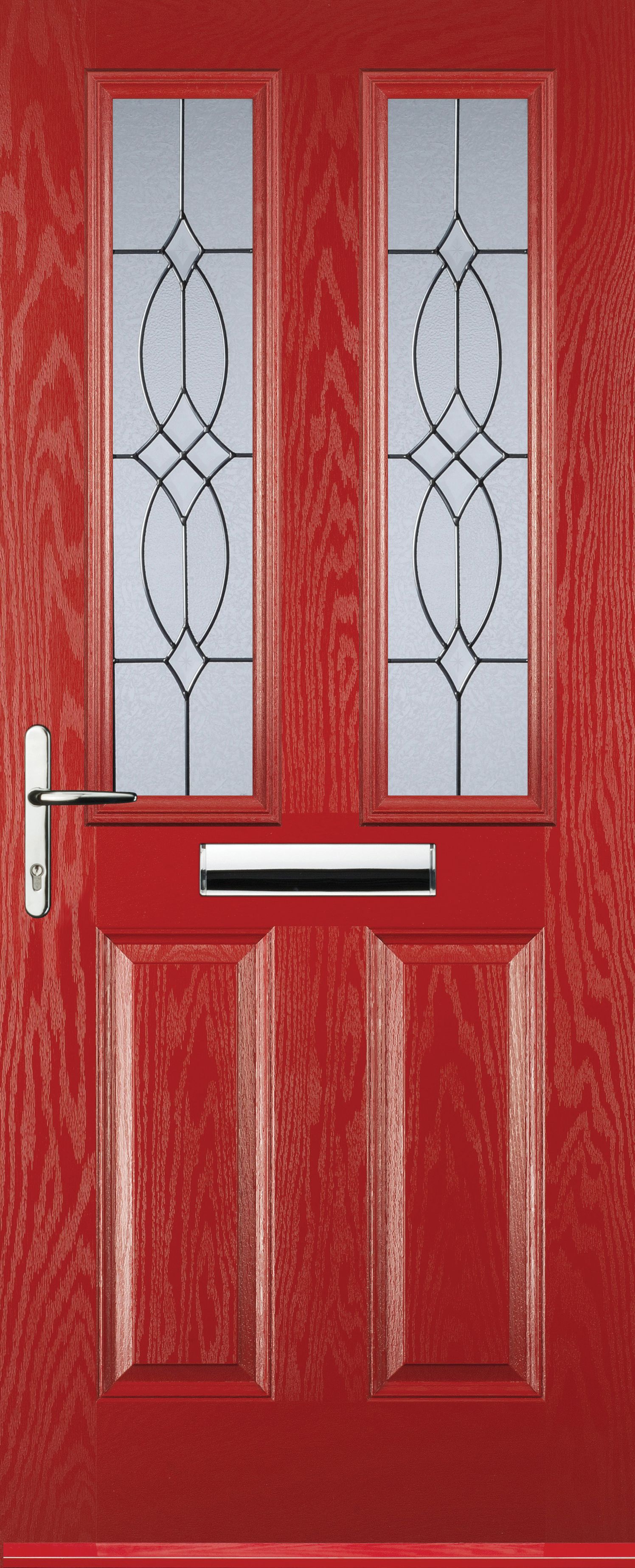 Image of Euramax 2 Panel 2 Square Right Hand Red Composite Door - 840 x 2100mm