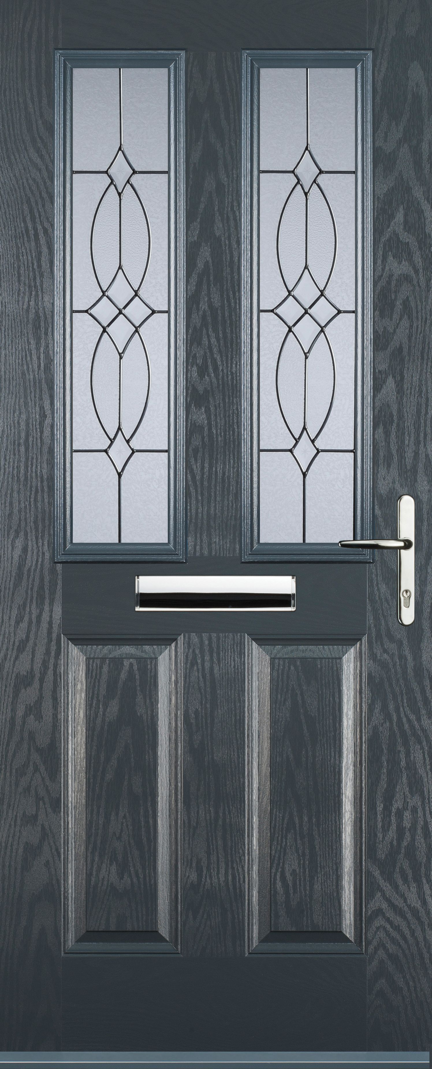 Image of Euramax 2 Panel 2 Square Left Hand Grey Composite Door - 920 x 2100mm