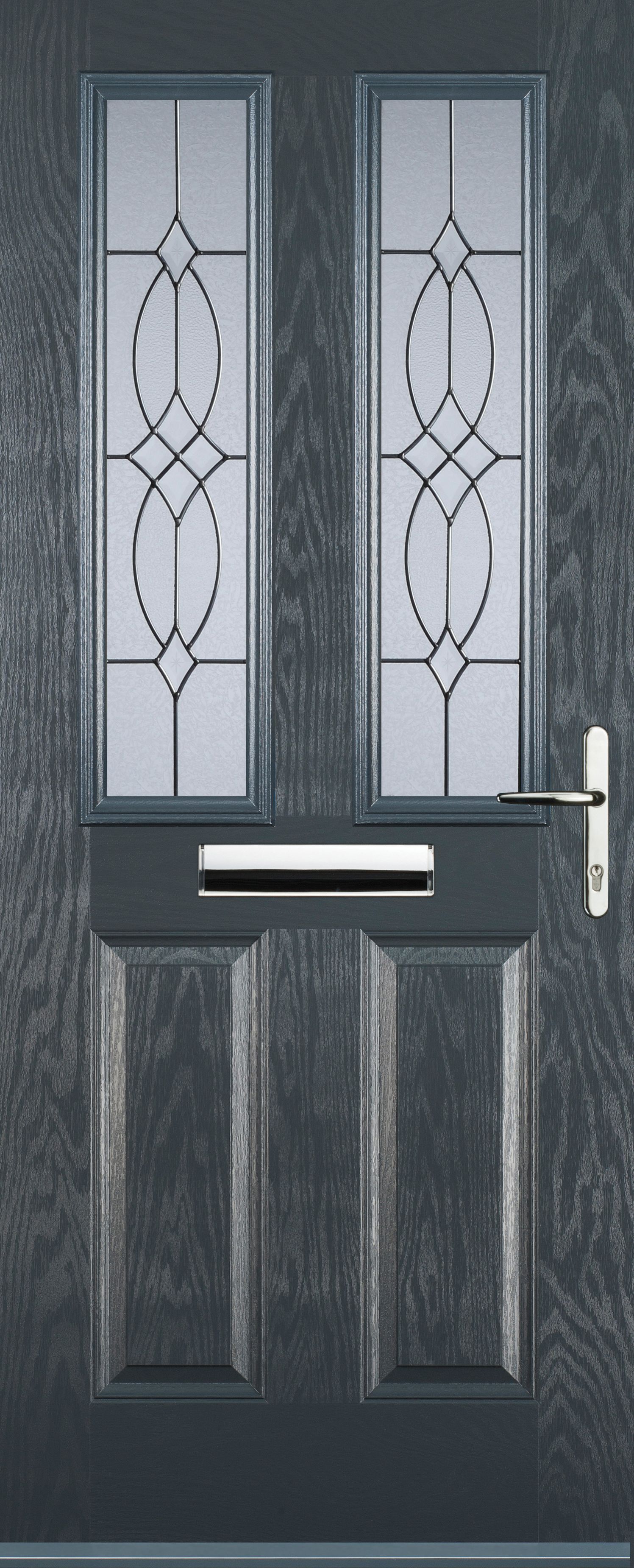 Image of Euramax 2 Panel 2 Square Left Hand Grey Composite Door - 920 x 2100mm