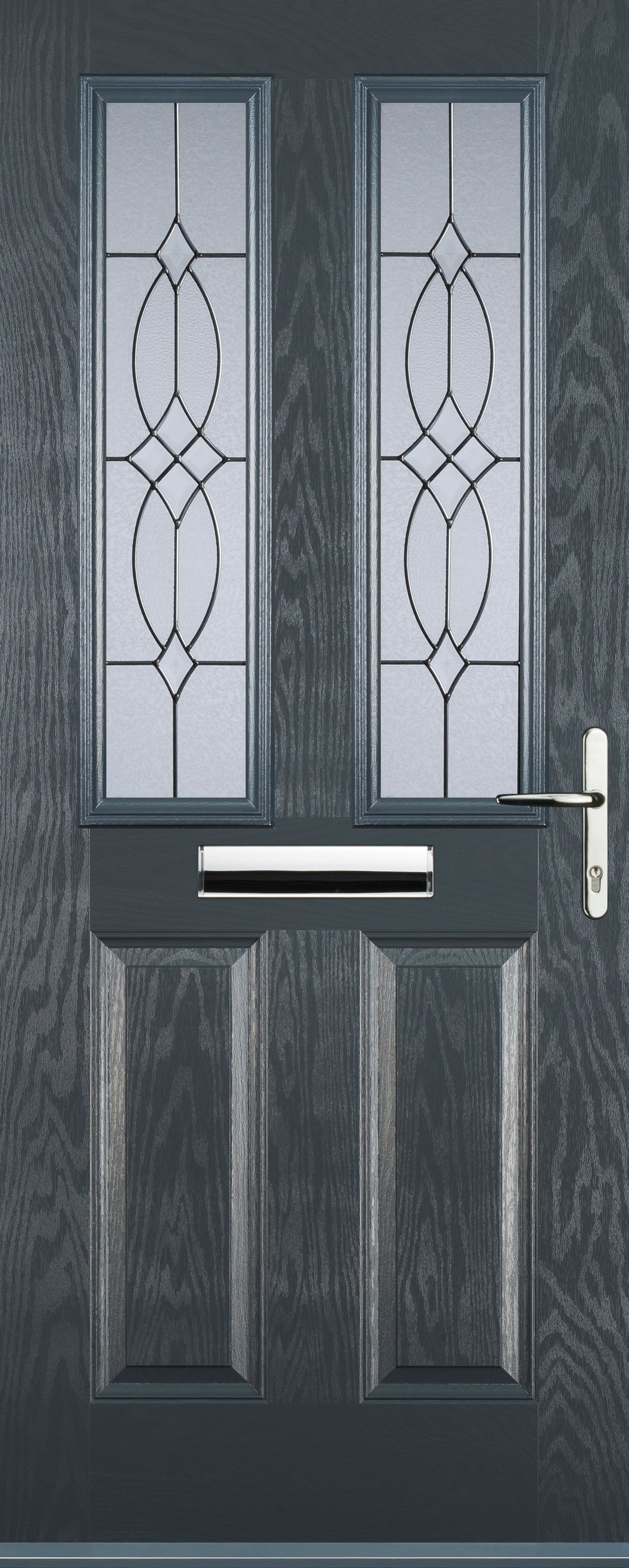 Image of Euramax 2 Panel 2 Square Left Hand Grey Composite Door - 880 x 2100mm