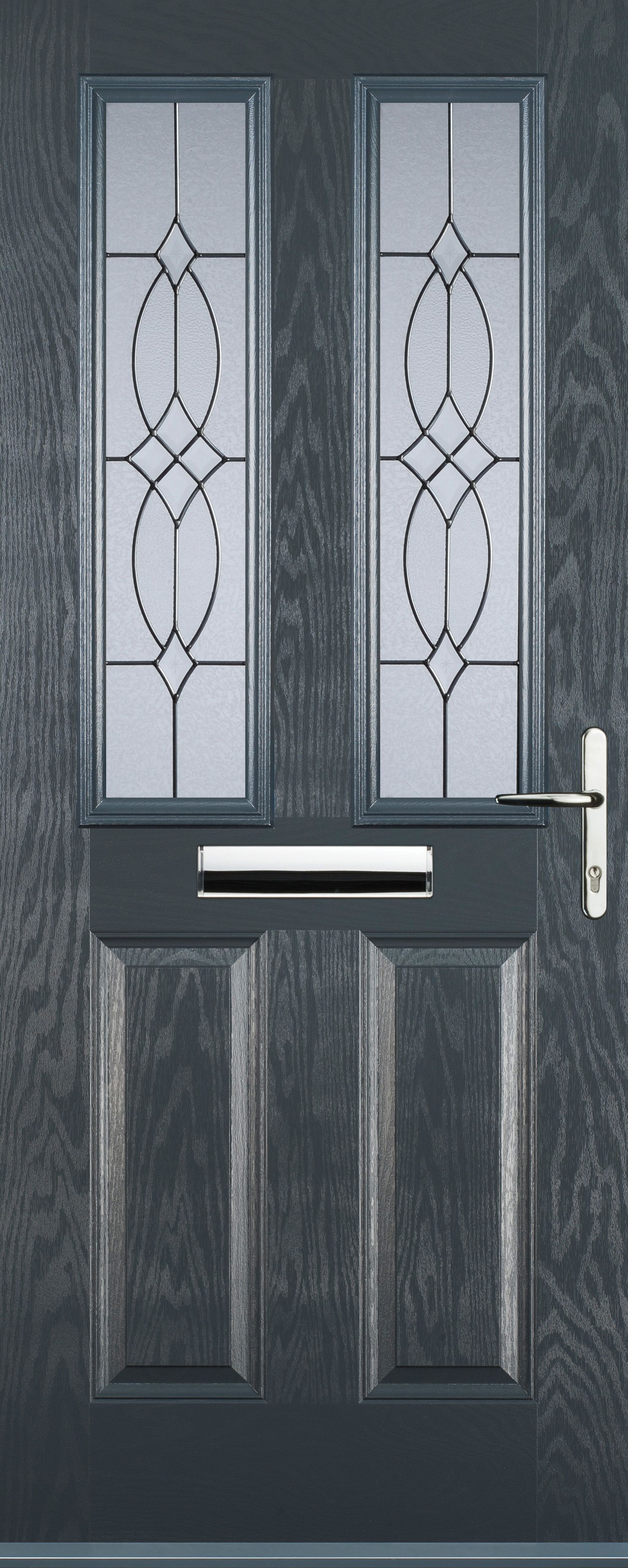 Euramax 2 Panel 2 Square Left Hand Grey Composite Door - 880 x 2100mm