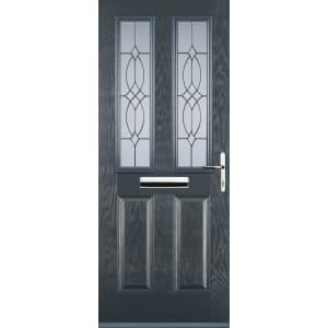 Image of Euramax 2 Panel 2 Square Left Hand Grey Composite Door - 880 x 2100mm