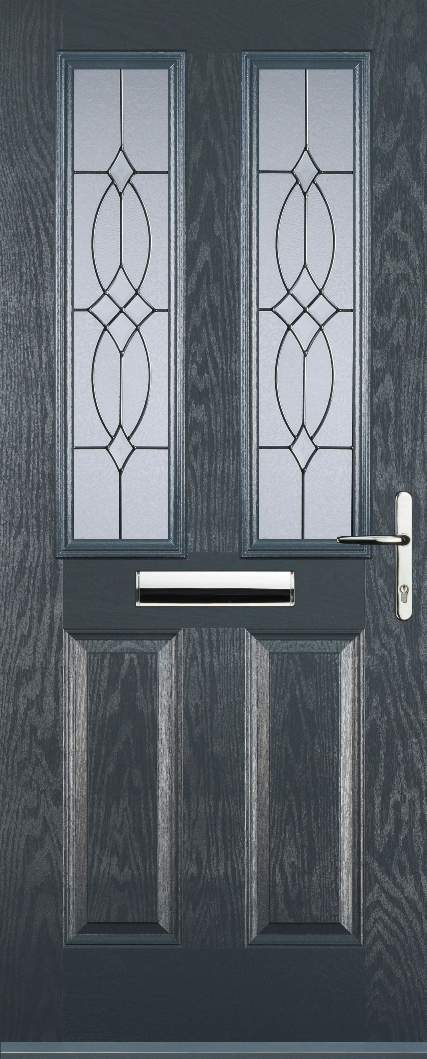 Image of Euramax 2 Panel 2 Square Left Hand Grey Composite Door - 840 x 2100mm
