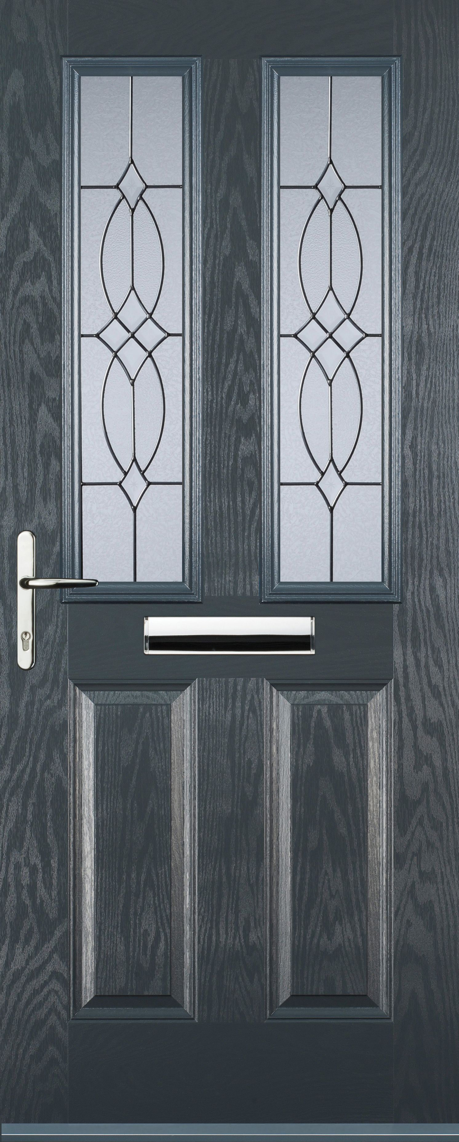 Image of Euramax 2 Panel 2 Square Right Hand Grey Composite Door - 920 x 2100mm