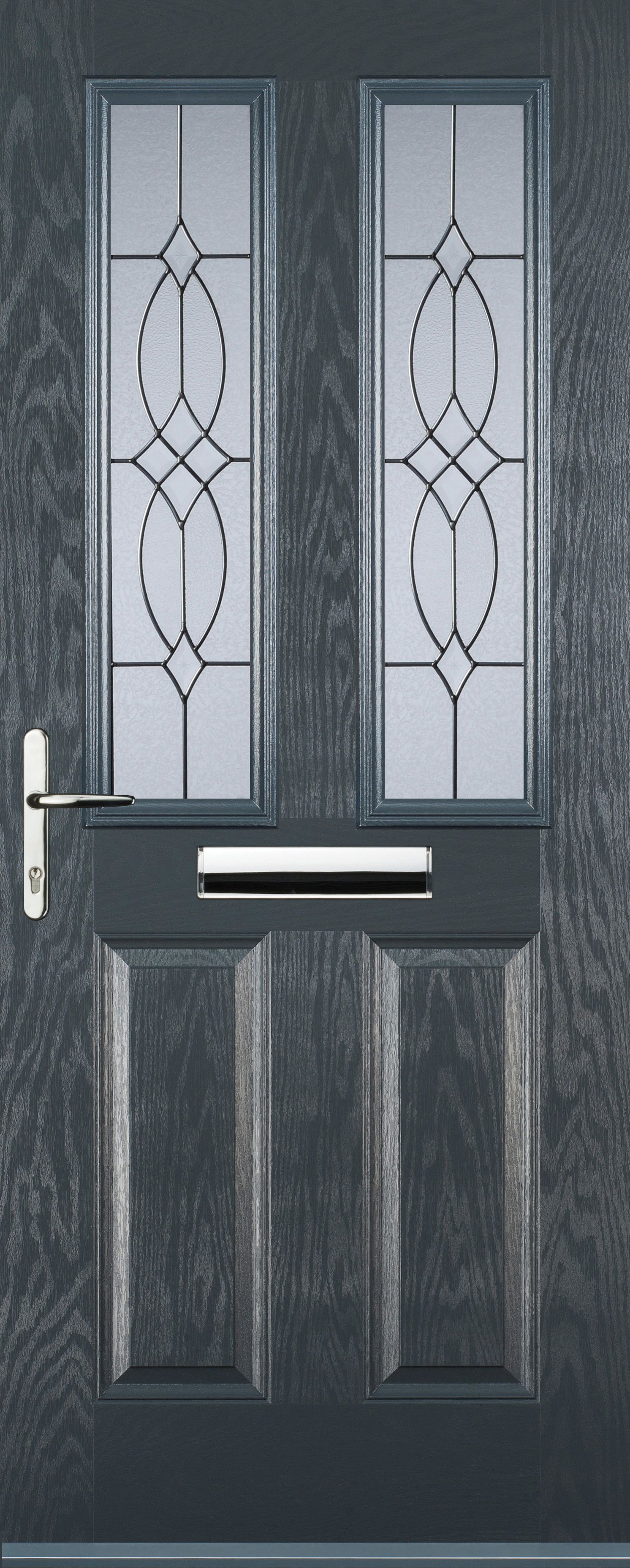 Euramax 2 Panel 2 Square Right Hand Grey Composite Door - 920 x 2100mm